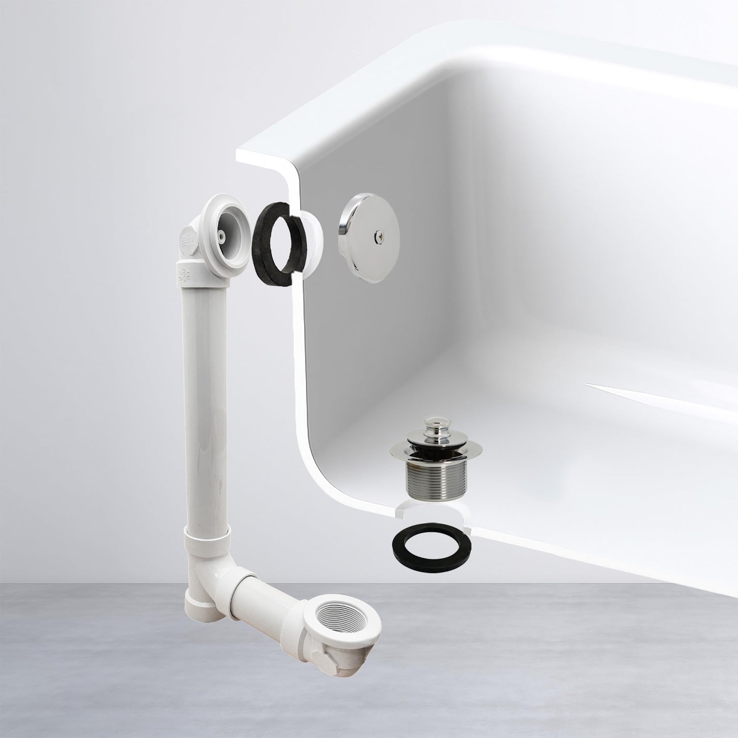 Westbrass D49721-4-05 1-1/2" Bath Waste & Overflow Assembly with Pull Drain Stopper and One-Hole Faceplate Top Elbow - Sch. 40 PVC, Polished Nickel (4-Pack)