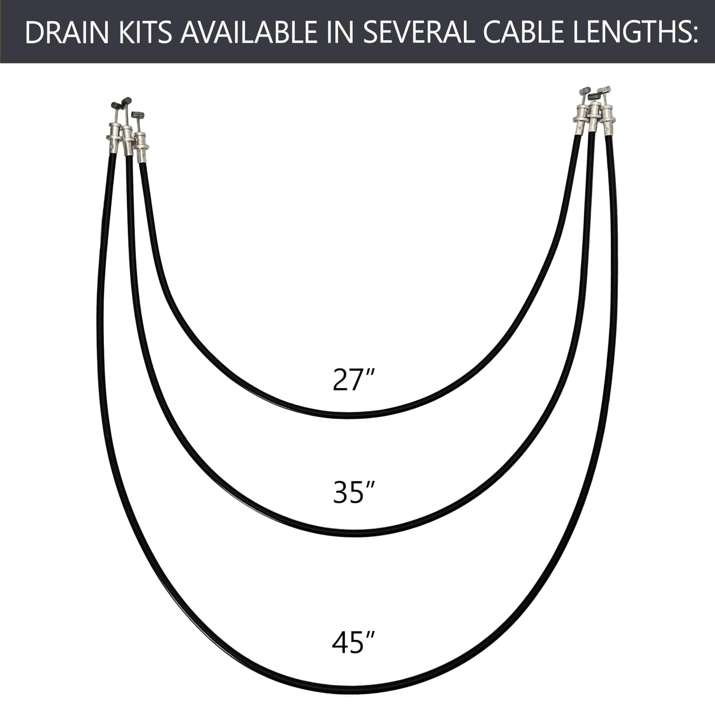 Westbrass A50P27-62 27" SCH. 40 PVC Cable Driven Bath Drain Trim Kit with Rotary Overflow Cover Knob and Pop-Up Stopper, Matte Black