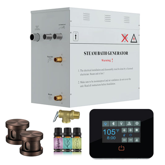 SaunaSpa Builders Series 12kW Steam Bath Generator with Quickstart Continuous Steam, Black Digital Touch Pad, Built-in Auto-Drain, and Aroma Steamhead in Oil Rubbed Bronze