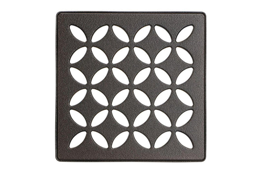 Schluter Kerdi-Drain Grate Kit with Integrated Slope Bonding Flange - Ideal for Bathroom or Wet Rooms - 4" Bronze Floral, Adjustable - KDIF4GRKTSOBD5