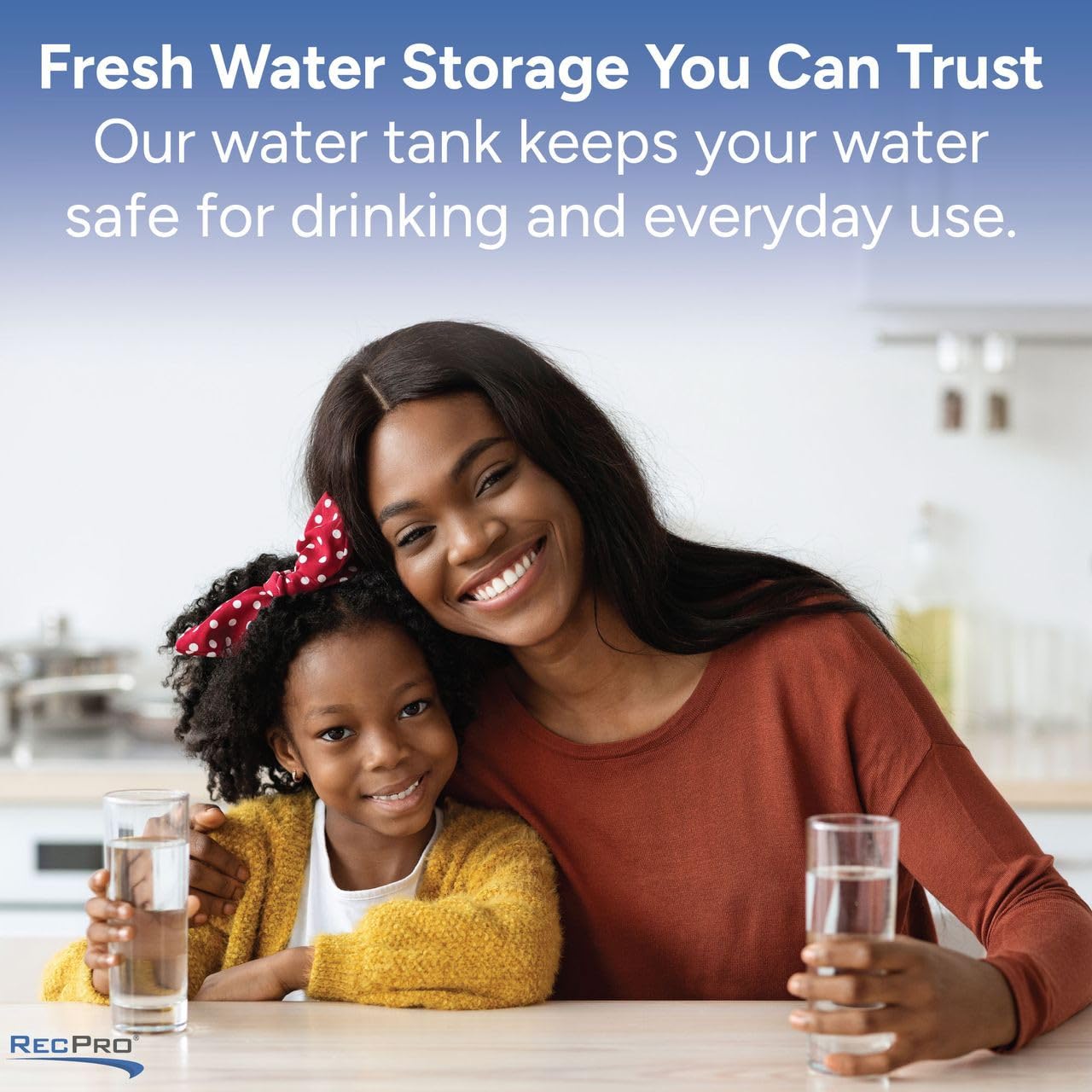RecPro RV Fresh Water Tank 65 Gallon for Drinking and Potable Water | 44.5” x 19" x 17.25” | BPA Free | Fresh or Gray Water Plastic Storage | Made in America