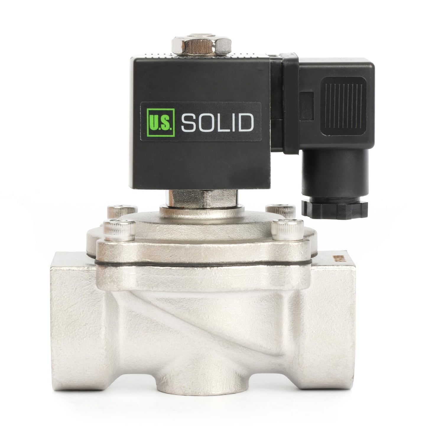 U.S. Solid 1" Stainless Steel Solenoid Valve - 24V DC, Normally Closed, 145 PSI Electric Valve for Water, Air, Diesel