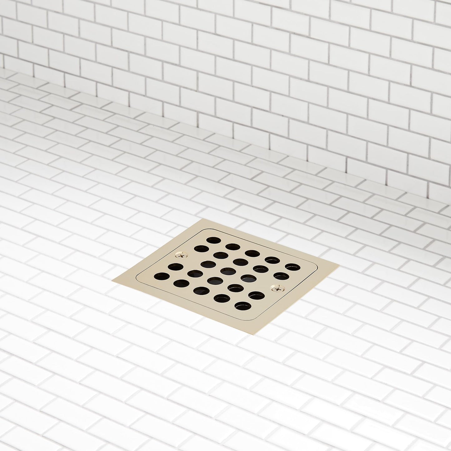 Signature Hardware 948036 FundamentALL 4-1/2" Square Shower Drain - Polished Brass