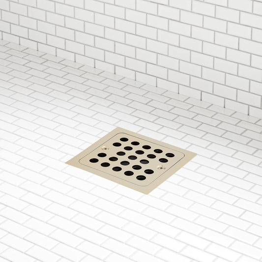 Signature Hardware 948036 FundamentALL 4-1/2" Square Shower Drain - Polished Brass