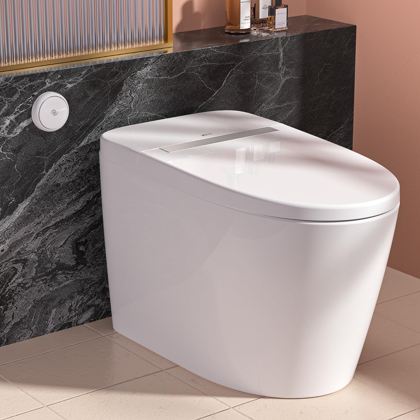 LEIVI Smart Toilet with Built-in Heated Seat, Tankless Toilet with Auto Flushing, Adjustable Seat Temp, Flush Remote Control, Elongated