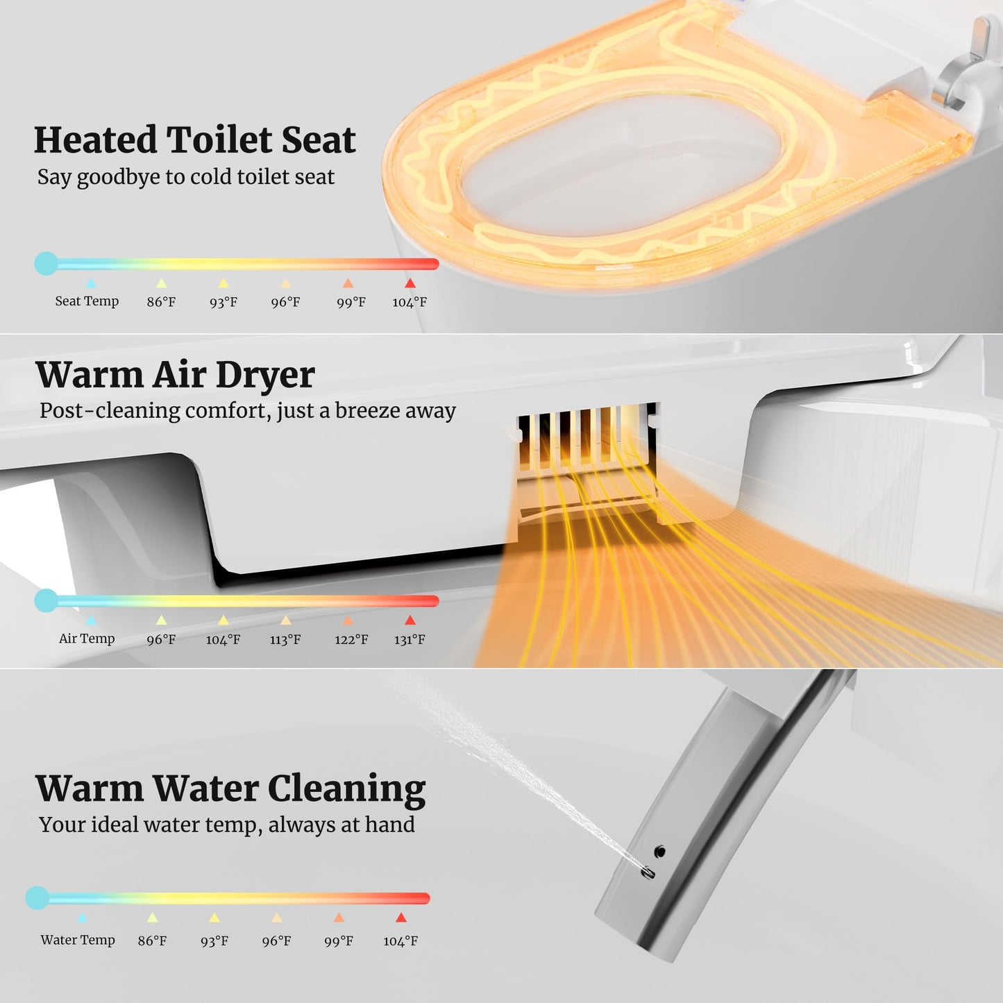 Smart Toilet with Tank, Electric Bidet Toilet with ADA Comfort Height Heated Seat, Auto Flush/Lid&Seat, Foot Sensor, UV-C light, Dryer One Piece Toilets with with Siphon Flush 1.28 GPF, MAP 1000g