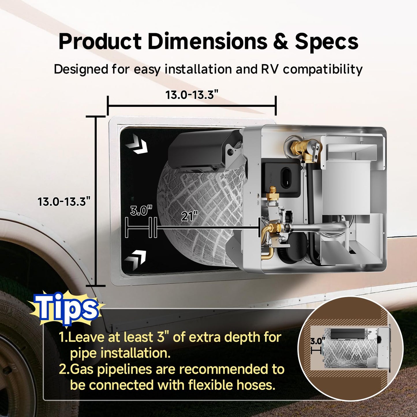 KINGRVER 6 Gallon RV Water Heater – Propane Tank Heater with Remote Controller, Porcelain-Lined Steel Tank, DSI Ignition, Stable Temperature Control, Fits Most 4–6 Gal RV & Camper Openings