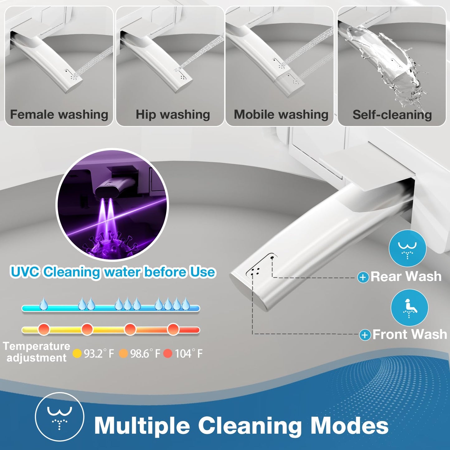 Smart Bidet Toilet, One Piece Elongated Heated Toilet with Auto Open Close,Auto Flush,Foot Sensor,Warm Water Wash,Air Dryer,Self-Cleaning Nozzle,ADA Compliant Height, Tankless Modern Bathroom Toilet