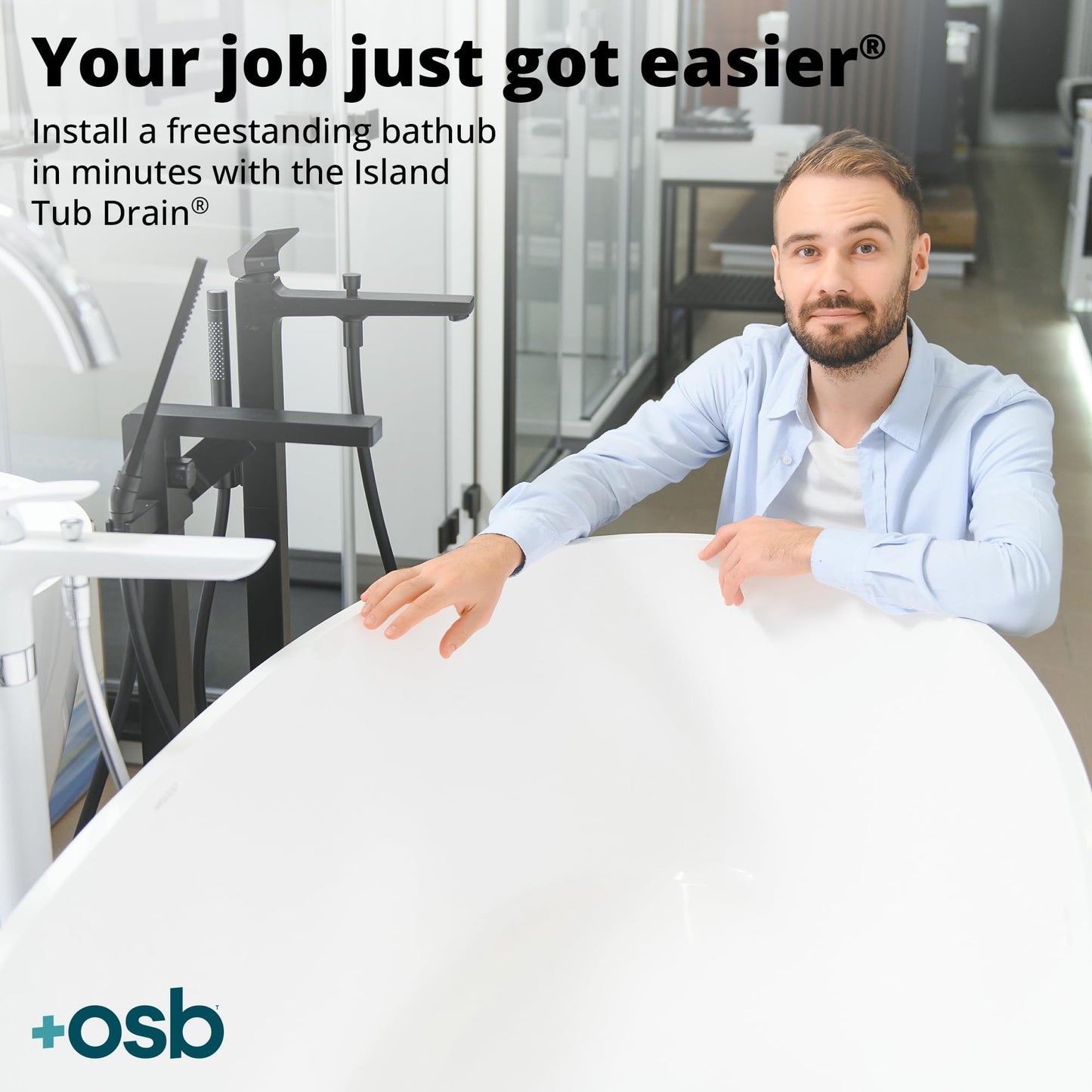 OS&B ITD25 FRZERO Fire Rated PVC Island Tub Drain Kit for Freestanding Tubs, Rough-in for Easy Installation, Compatible for Non-Combustible Buildings, Testable Bathtub Drain for 8"/10" Joist Space