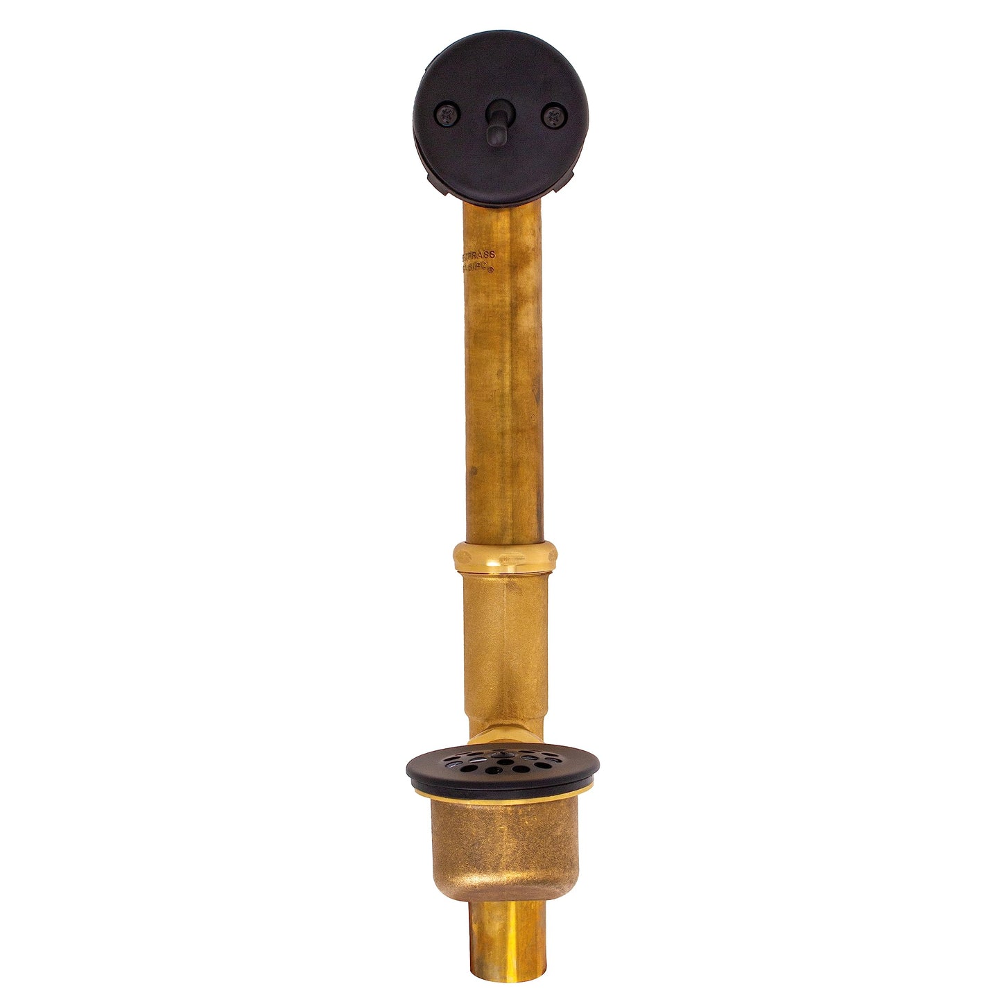 Westbrass A323-62 14" Bath Waste & Overflow Assembly with Trip Lever and Beehive Strainer Grid Drain, Matte Black