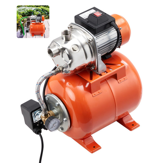 1.6HP Shallow Well Pump with Pressure Tank,1340 GPH Flow Rate, 115V Automatic Pressure Switch, Stainless Steel Well Pump for Home Irrigation, Lawn, Farm, Water Pressure Boosting,Winter Proof Design