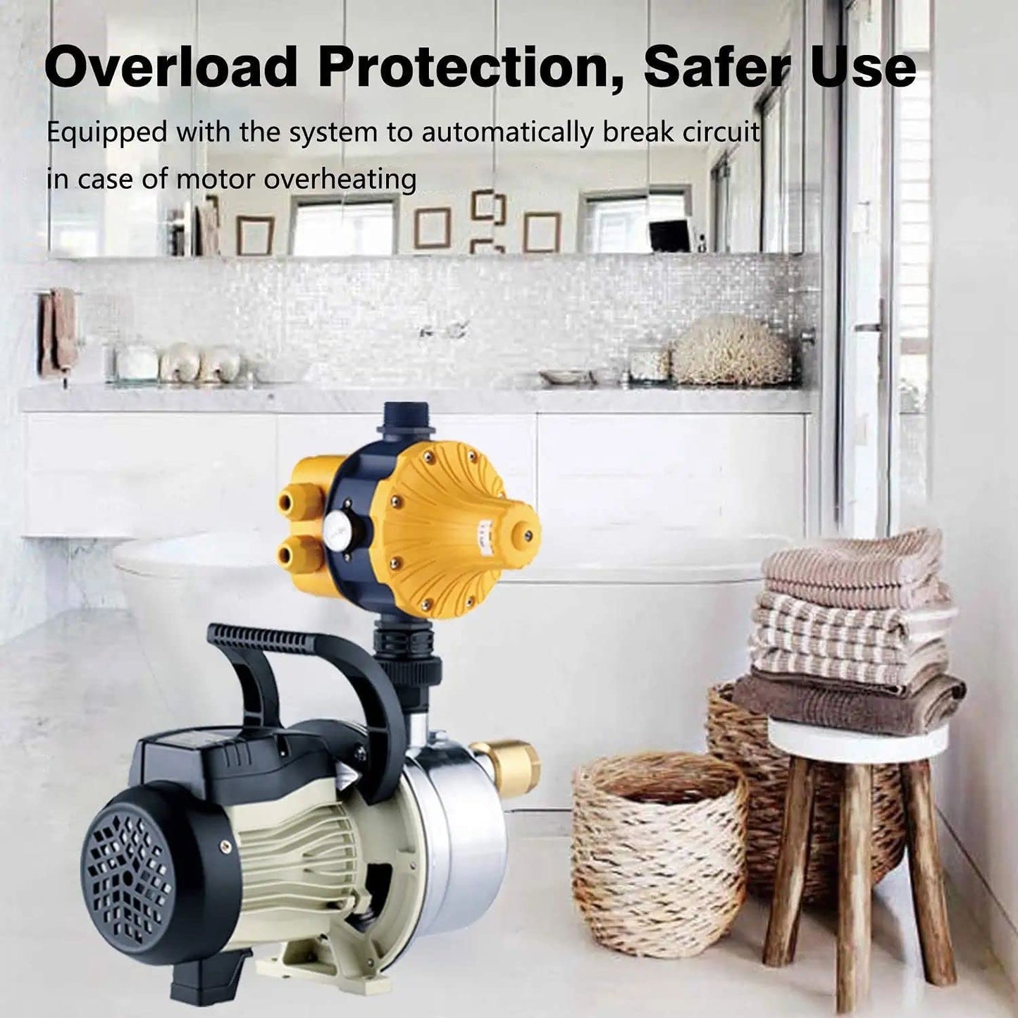1/2 HP On Demand Household Water Booster Pump Pressure Increase 14GPM 110V Shallow Well Water Pump High Volume Irrigation Pump for Lawn Sprinkler System Self Priming Power Water Pump for Home