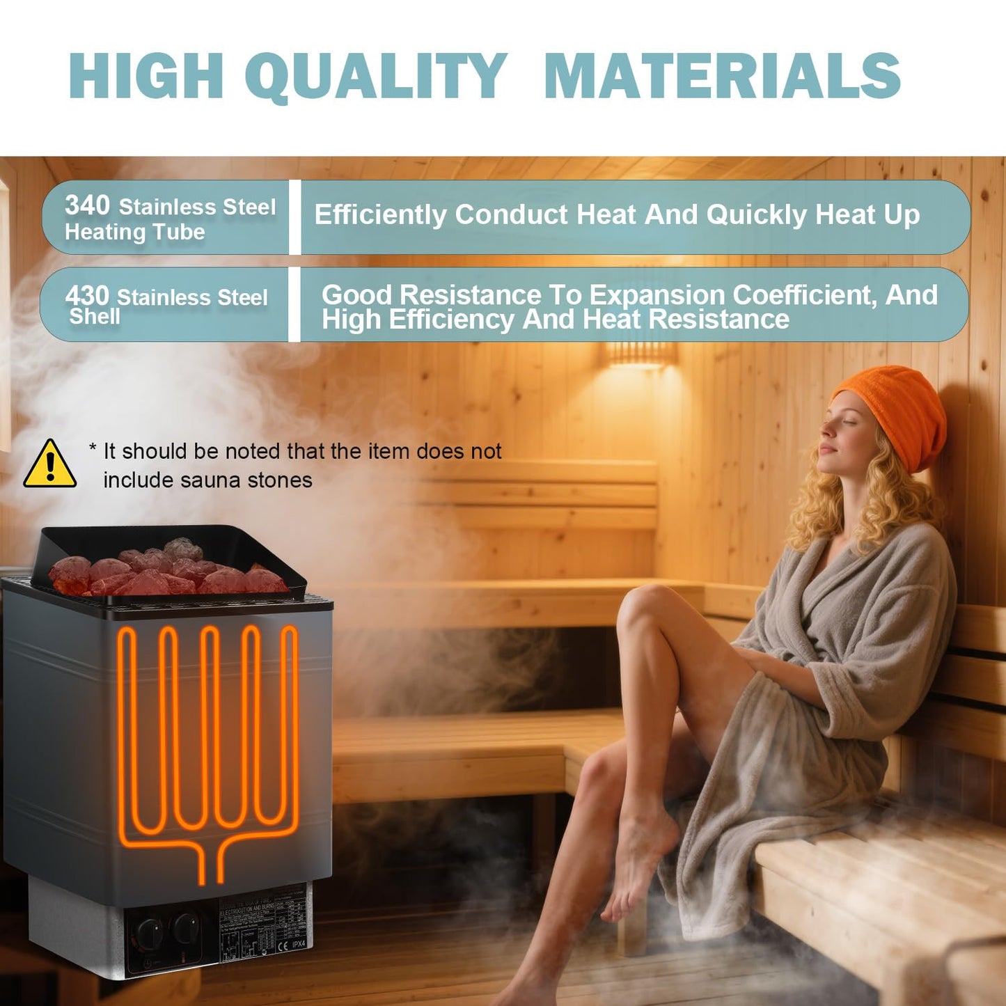 Vanbolt Sauna Heater-Electric Sauna Heaters 220V 9KW，Dry Sauna Heater with Built-in Controller，Suitable for SPA Houses,Home,Hotels Dry Saunas Built-in Controller,Suitable 420 Cu.Ft (9KW 220V)
