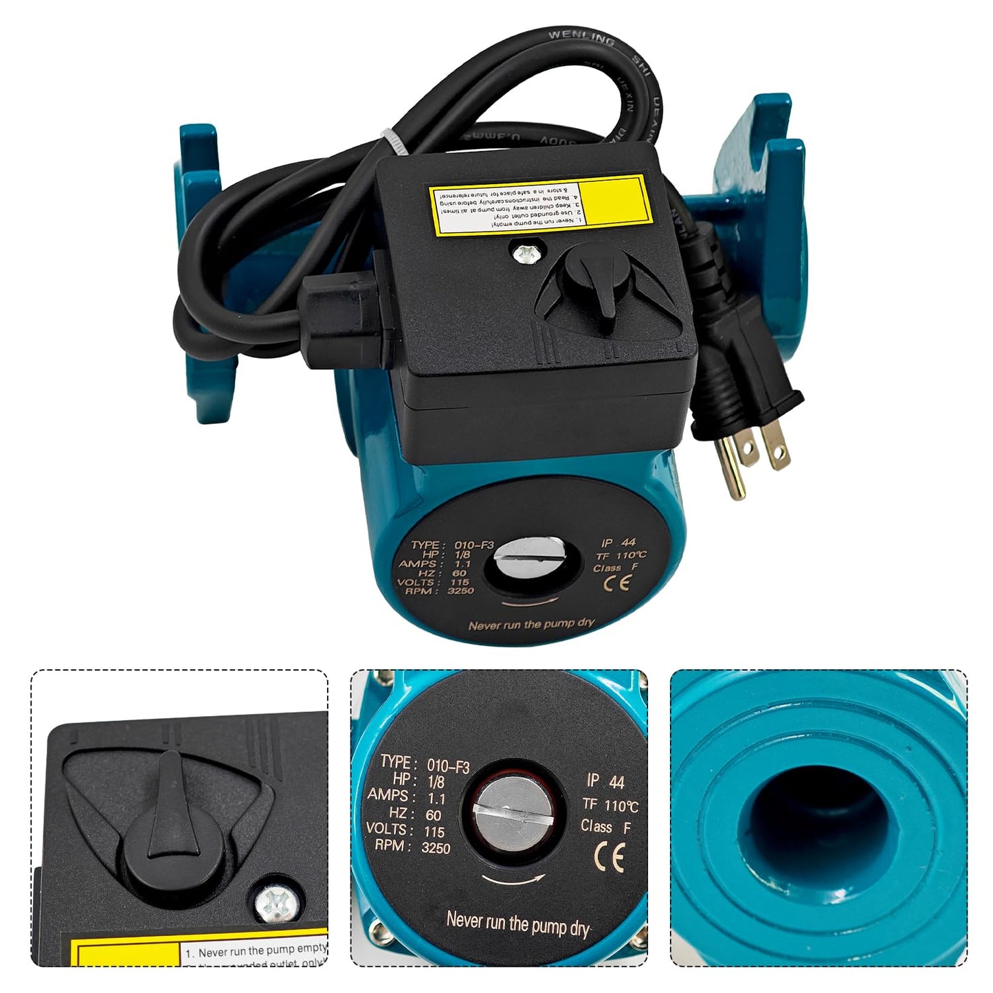 Raodelupe 0010-F3 Cast Iron Cartridge Circulator Pump 1/8HP 115V Compatible with Taco Circulator Pump 0010F3