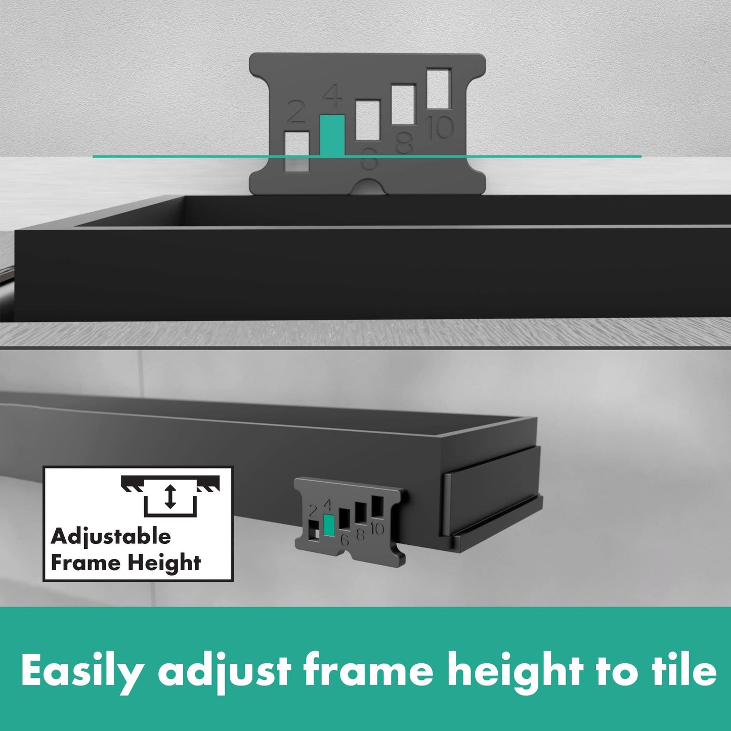 hansgrohe RainDrain Match Linear Tileable Shower Drain for 39 3/8" Rough with Height Adjustable Frame in Matte Black, Stainless Steel Rectangle Shower Floor Drain