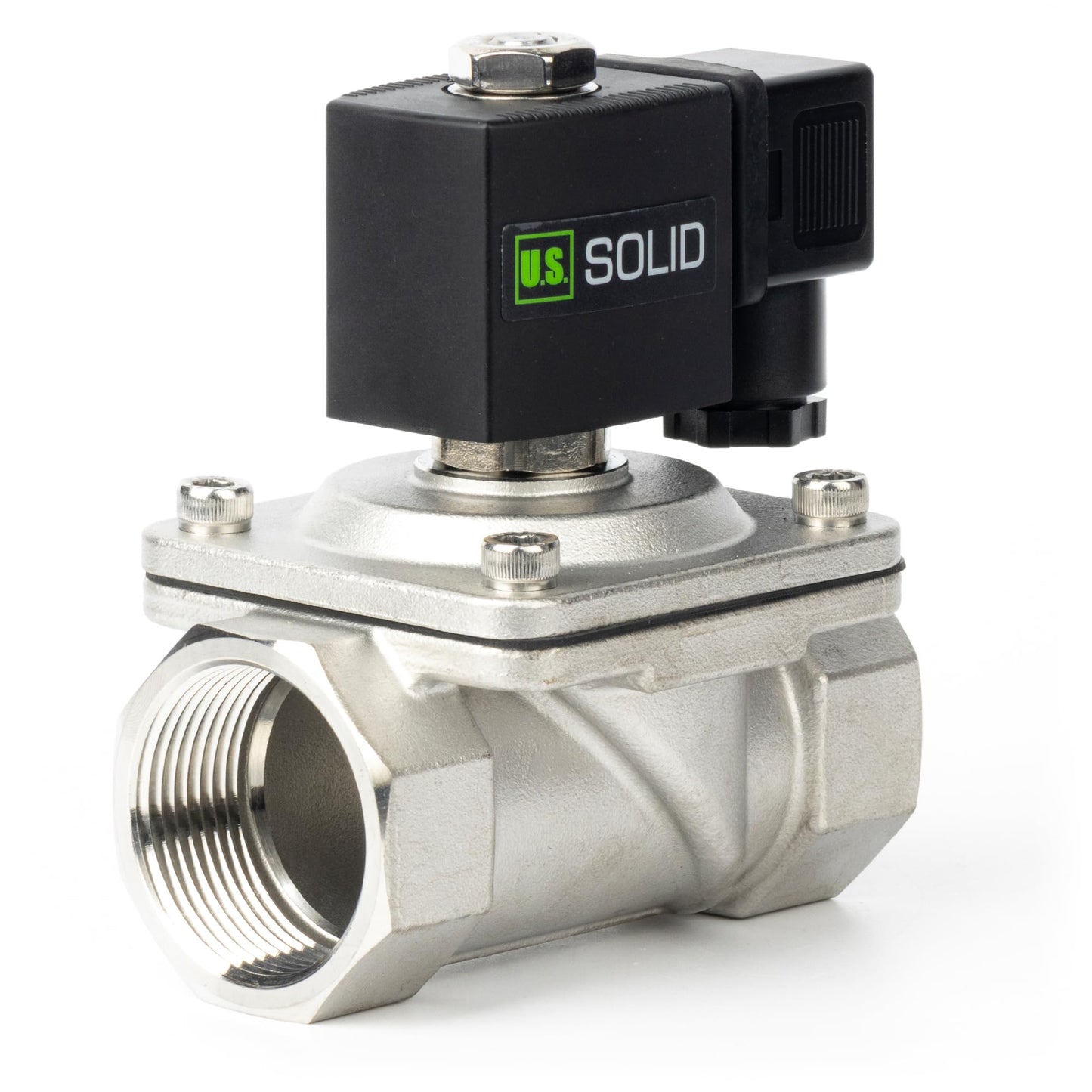 U.S. Solid 1-1/4" Stainless Steel Solenoid Valve - 110V AC Normally Closed Electric Solenoid Valve with Viton Seal, Junction Box Type