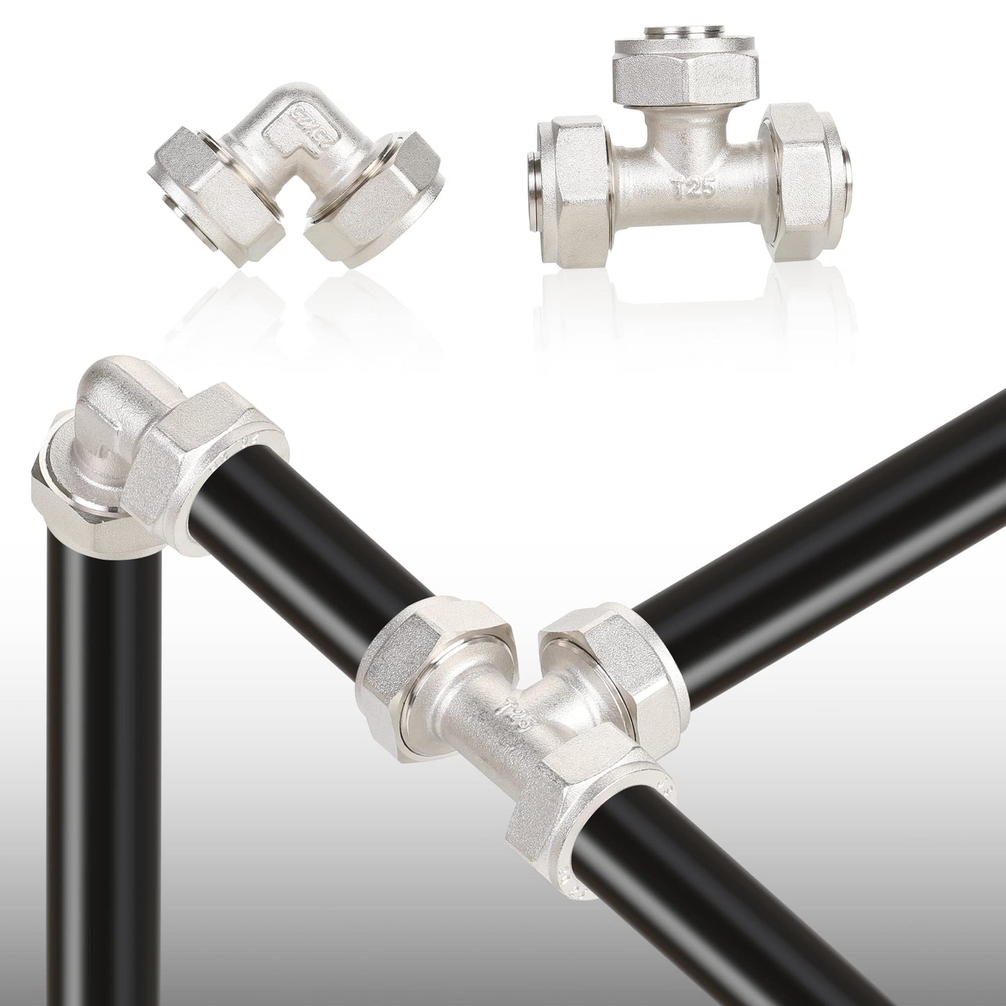 Hromee Compressed Air Piping System with 3/4 inch x 100 feet HDPE Tubing and Aluminum Outlet Blocks for Garage Connect Air Compressor Hose Accessories 37 Pieces