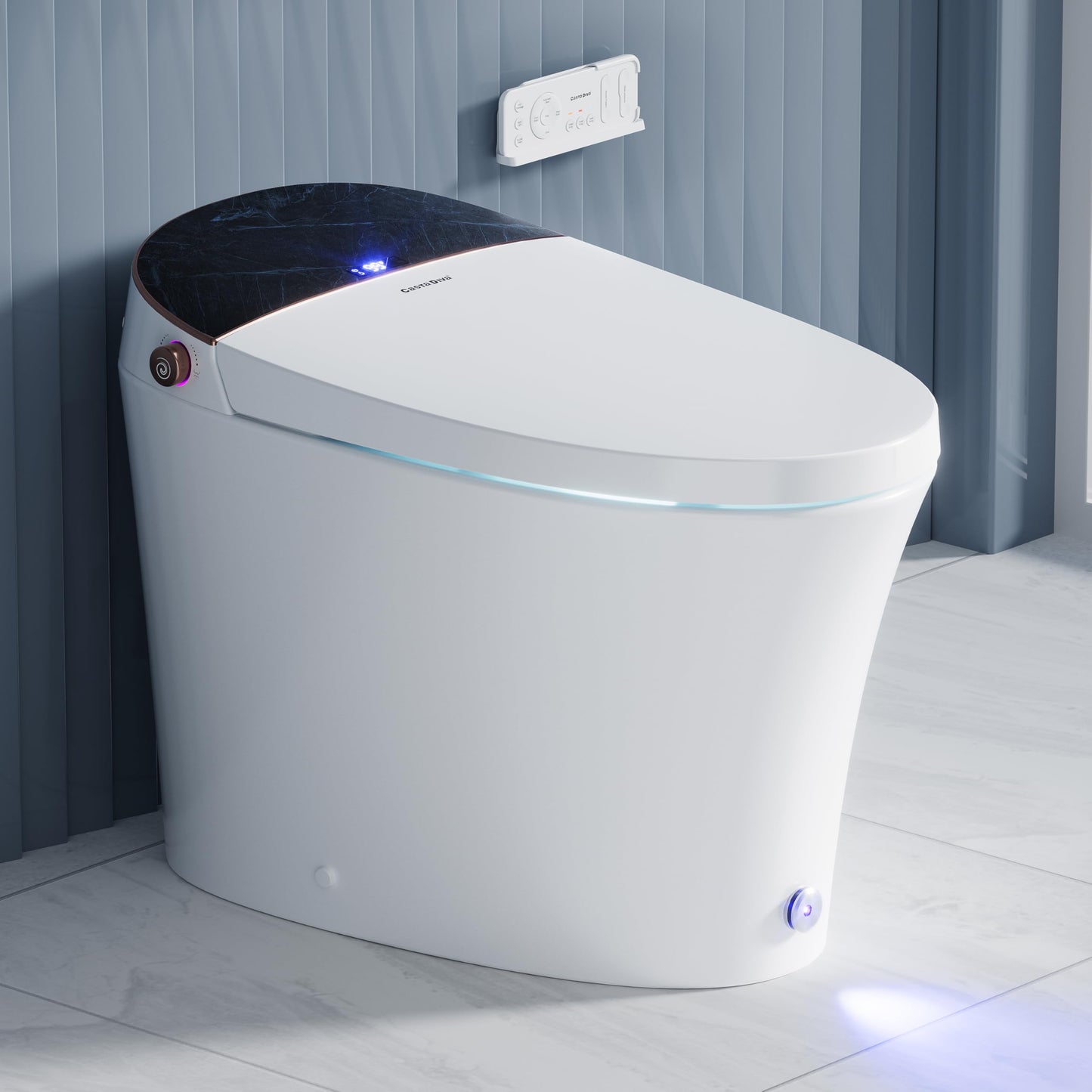 Casta Diva Smart Toilet with Tank, Foam Dispenser, Soft-Close Lid, Foot Kick & Off-seat Auto Flush, Heated Seat, Warm Water & Dryer, Blackout Flush, 1.06 GPF Digital Display with Remote(CD-Y010L)