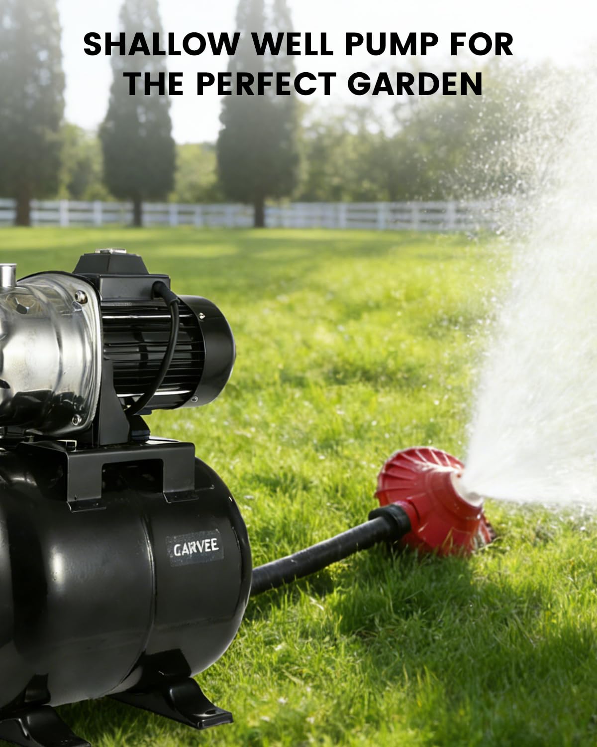 Powerful 1.6HP Shallow Well Pump with Pressure Tank, 1320GPH High Flow, 164ft Max Head, Stainless Steel Construction, Auto Pressure Switch - Ideal for Home/Farm/Garden/Yard Water Supply (Black)