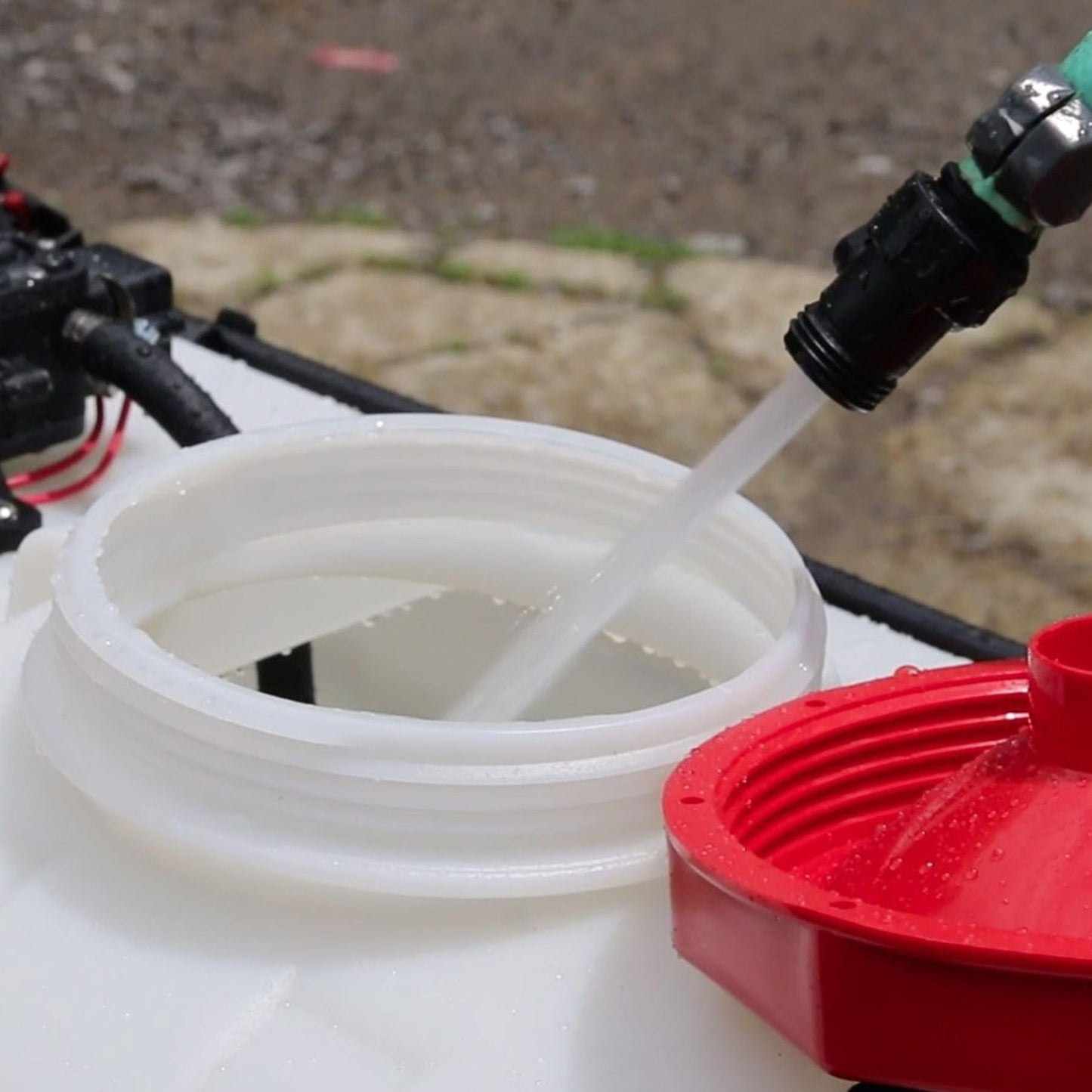 Chapin 97400E Made in the USA 25 Gallon ATV/UTV 12 Volt Mounted Spot Sprayer With 5 Inch Wide Mouth, High Performing 12 V Diaphragm Pump and Filtration System and 18 Inch Spray Wand, Translucent White