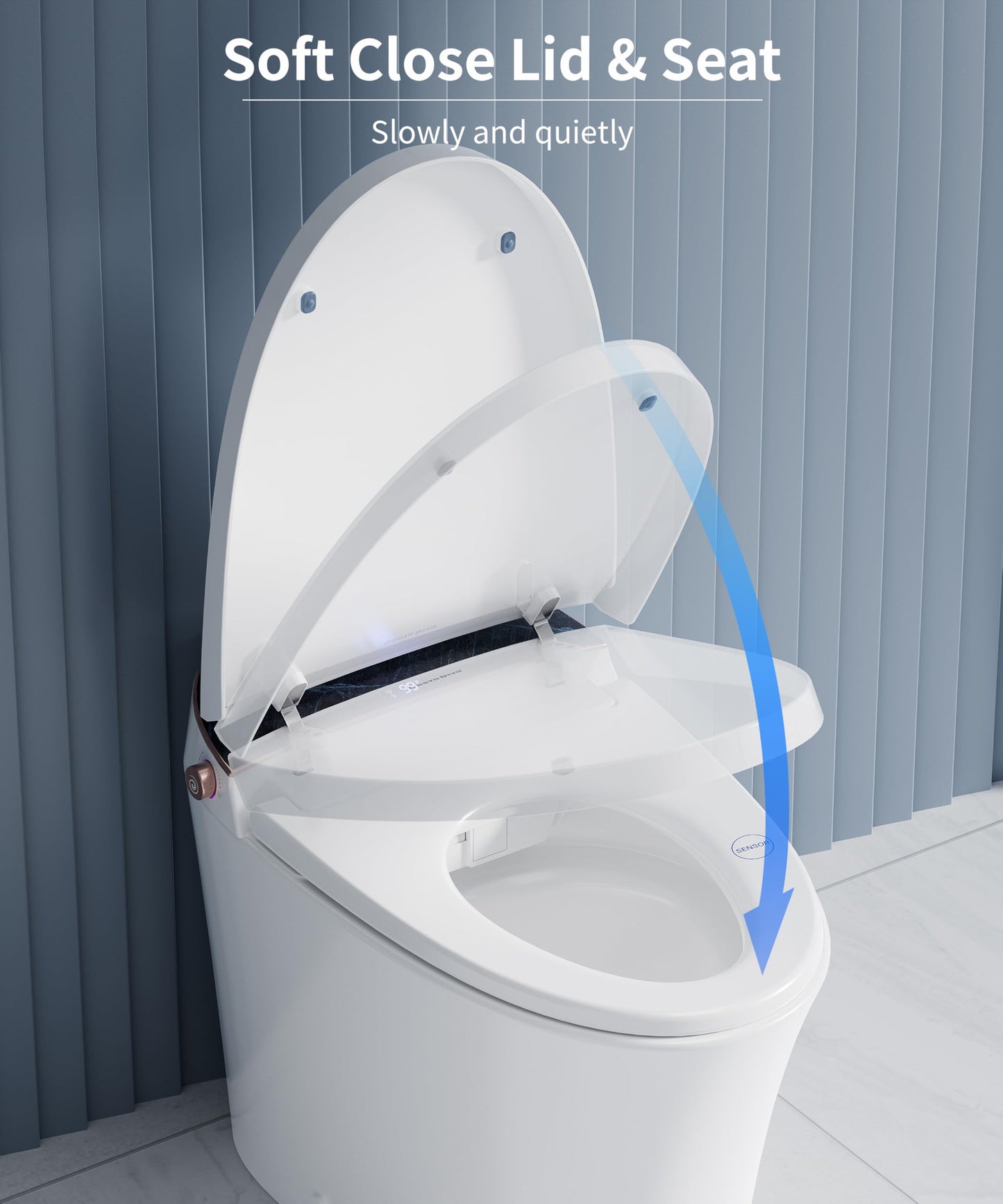 Casta Diva Smart Toilet with Tank, Foam Dispenser, Soft-Close Lid, Foot Kick & Off-seat Auto Flush, Heated Seat, Warm Water & Dryer, Blackout Flush, 1.06 GPF Digital Display with Remote(CD-Y010L)