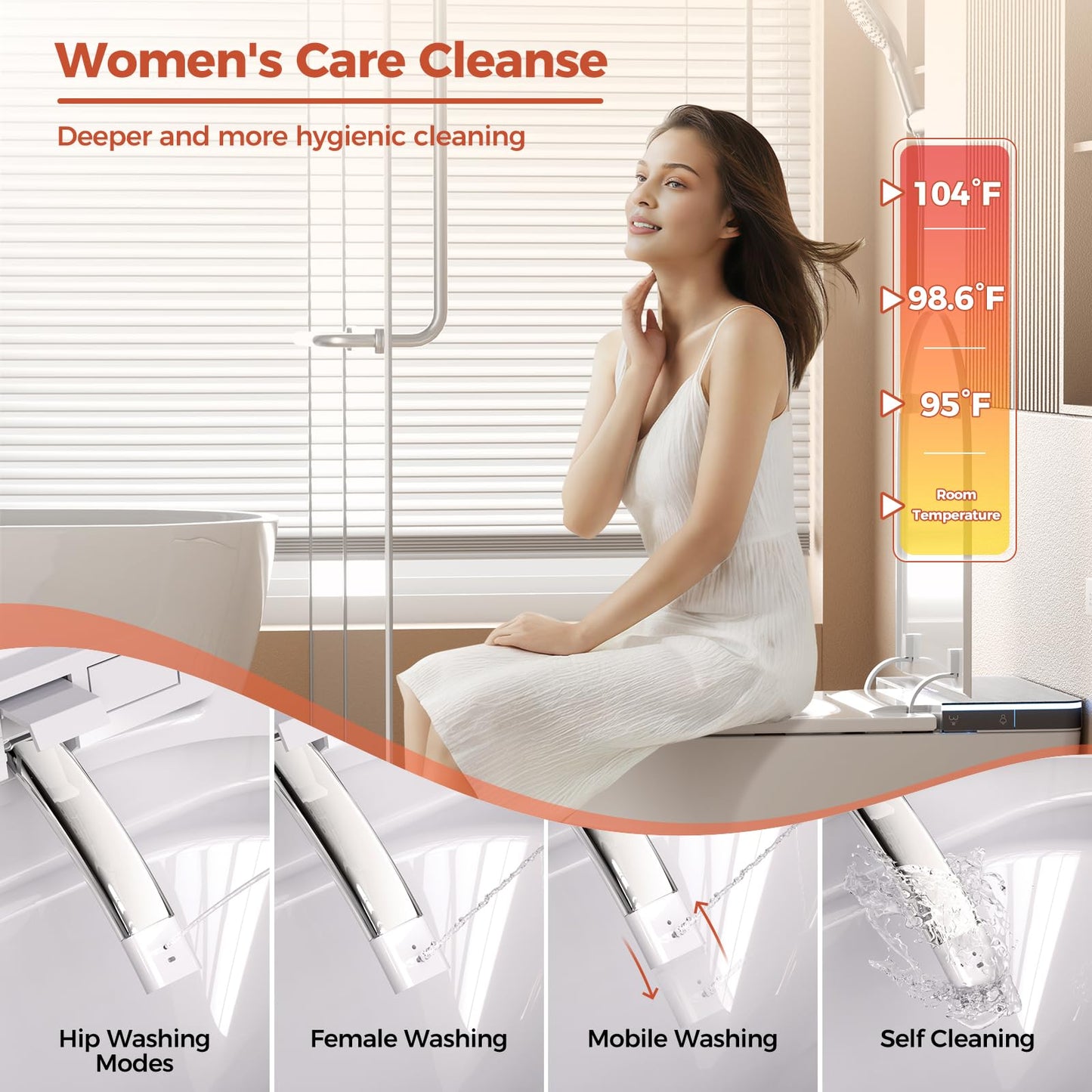 BAYTINA Smart Toilet, One Piece Toilet with Bidet Built in,Modern Elongated Toilet with Built-in Tank, Heated Toilet Seat, Bidet Warm Water, Dryer, Automatic Toilet Flusher, Foot Sensor Operation