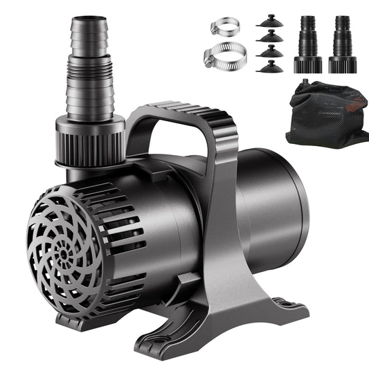 OYO Water 175W 3000 GPH Pond Pump, High Flow Heavy Duty Submersible Water Pump for Large Ponds, Fountains & Waterfalls, Ultra Quiet, Submersible & Inline Use, 20.3 ft Power Cord, Includes Filter Bag