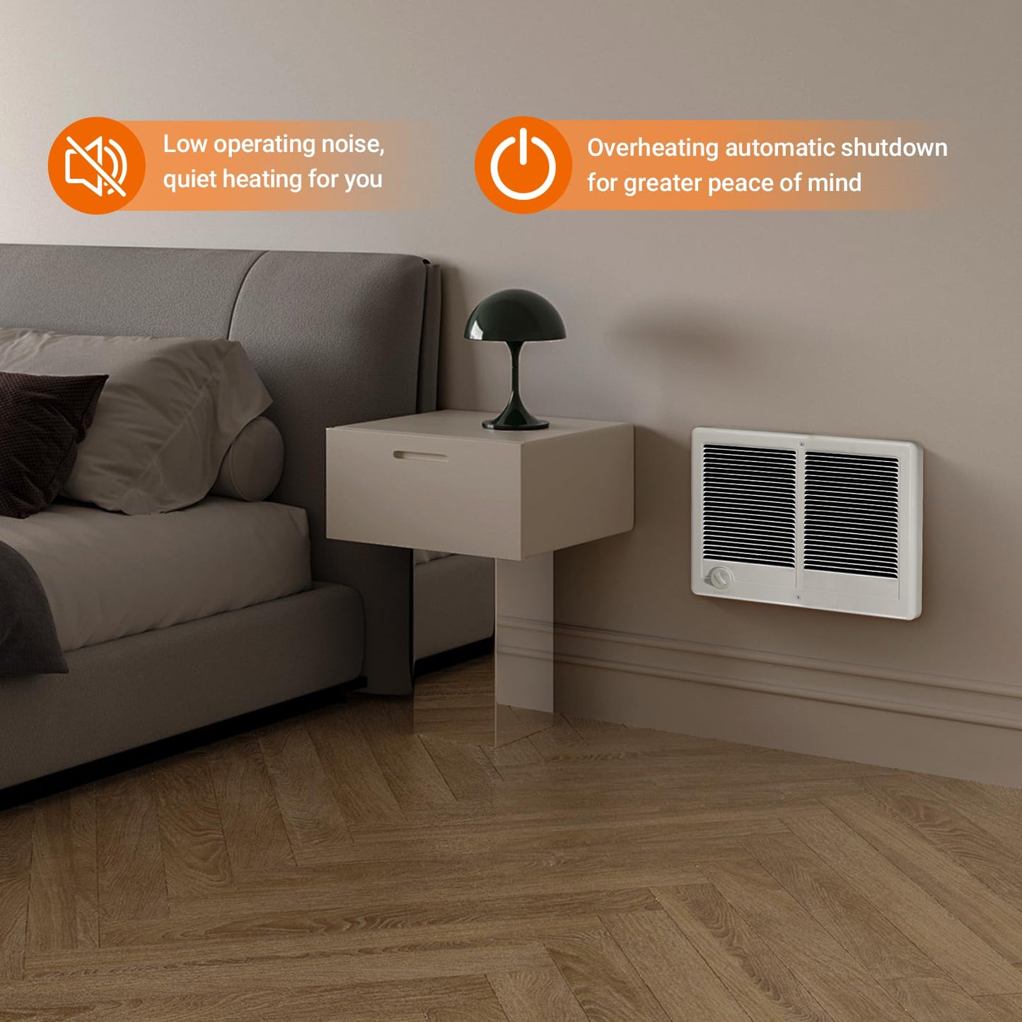 CSTC402TW Twin Electric Wall Heater(Part: 67527) with Thermostat -240/208V, 4000/3000W, 13648/10236 BTU Ideal for Large Rooms & Open Spaces, With High-Temp Safety Protection