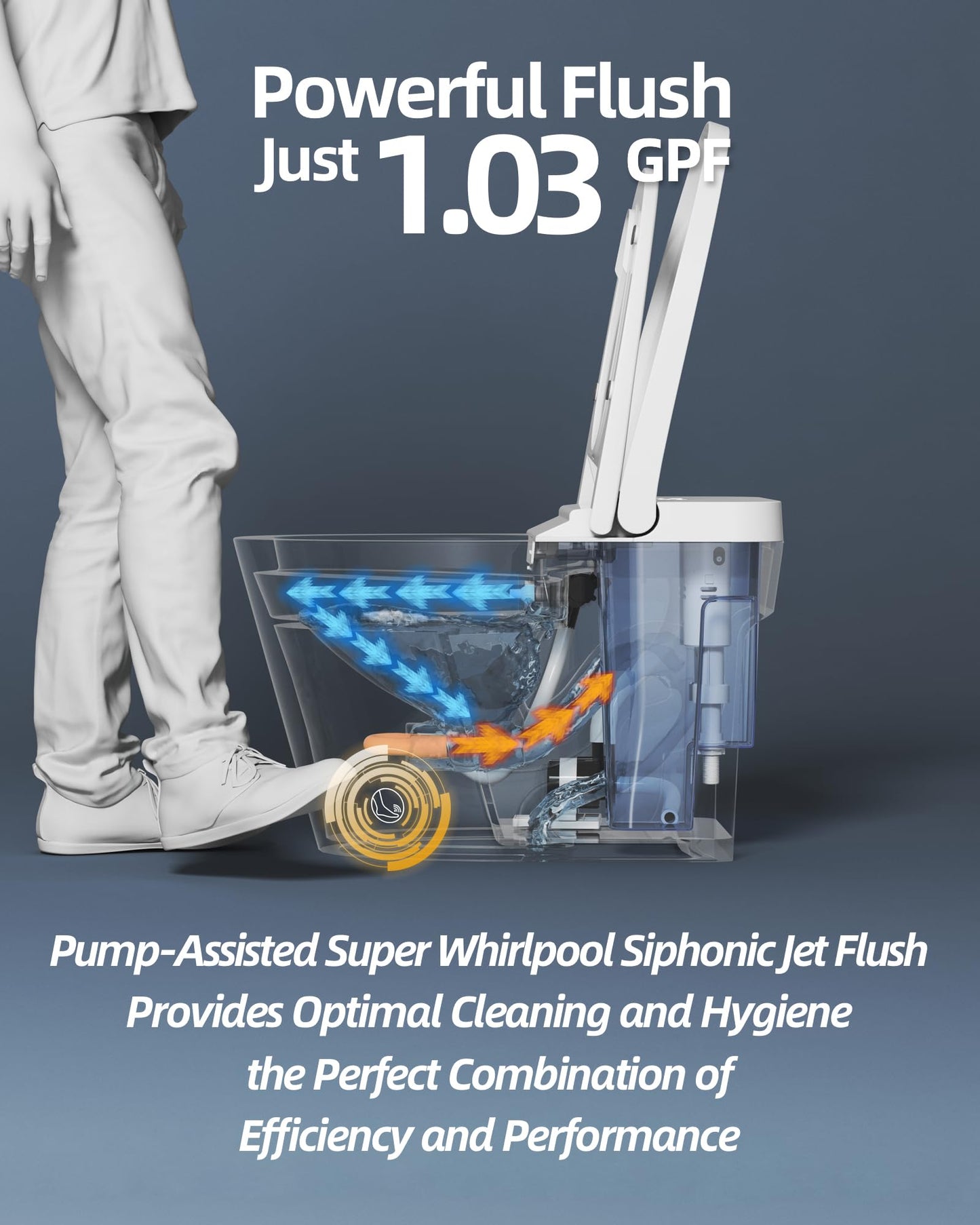 Luoware Smart Toilet, One Piece Toilet with Built-in Heated Bidet Seat, Auto Flush, Foot Sensing Flush, Built-in Tank & Pump-Assisted, Warm Water & Dryer, LED Display, Night Light, Manual Lid