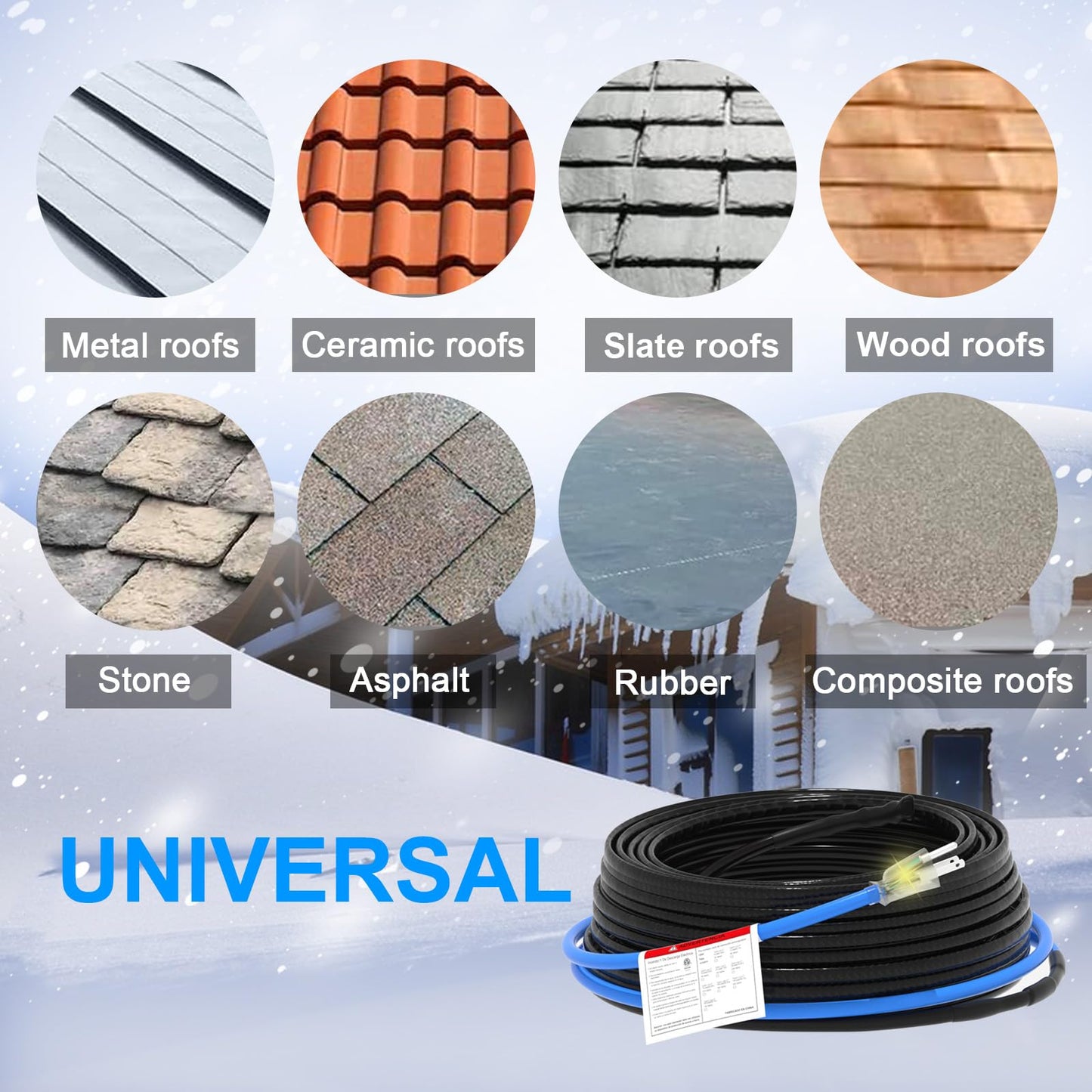 TOPDURE Sewage Pipe Heating Cable 150 FT 120V Self-Regulating for Freeze Protection in Wastewater Systems, Sump Pumps and Roof De-Icing with Fluoropolymer Corrosion-Proof Technology