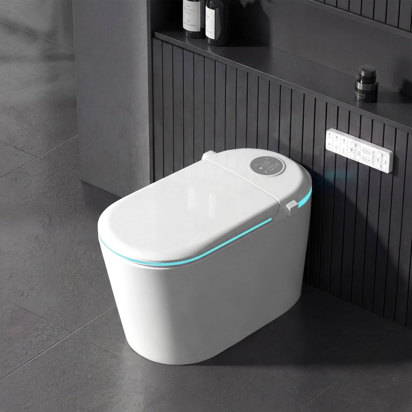 Smart Toilet with Tank, Electric Bidet Toilet with ADA Comfort Height Heated Seat, Auto Flush/Lid&Seat, Foot Sensor, UV-C light, Dryer One Piece Toilets with with Siphon Flush 1.28 GPF, MAP 1000g
