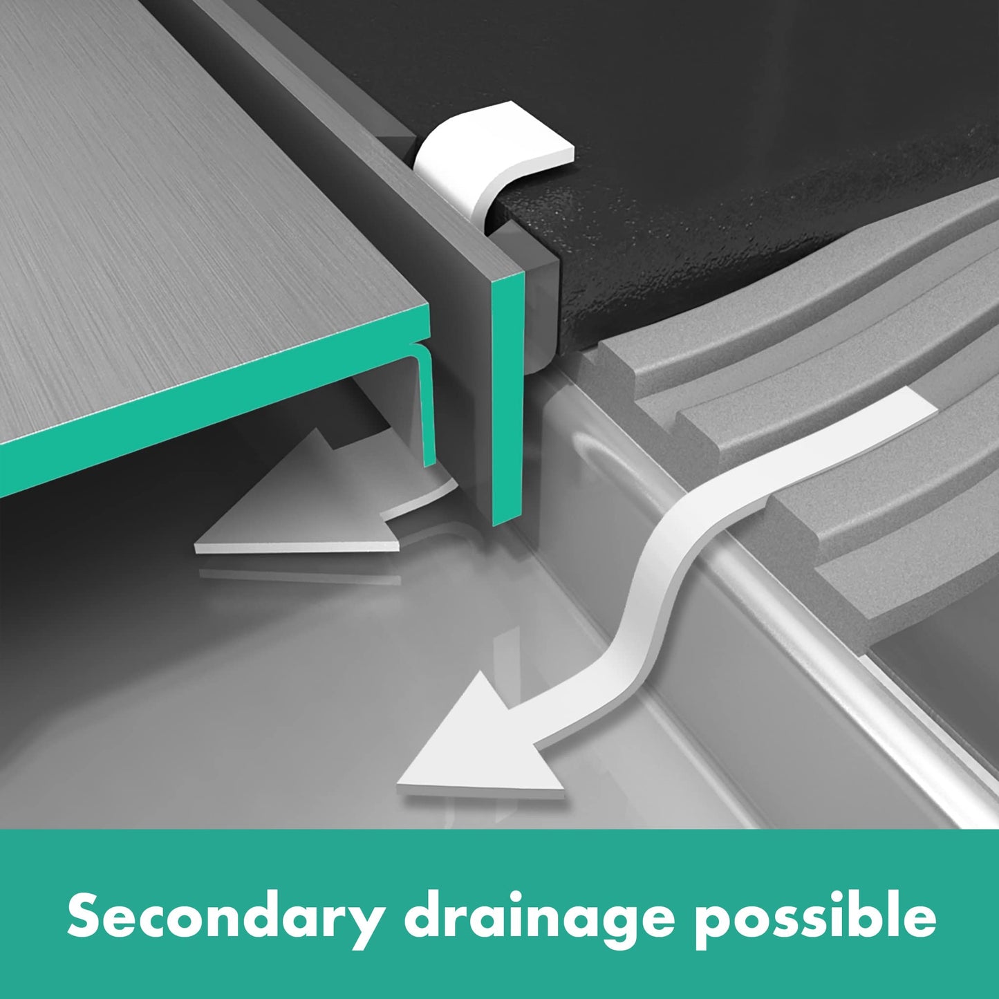 hansgrohe RainDrain Rock Square Shower Drain Set with Rough and in Nature Stone, Stainless Steel Shower Floor Drain
