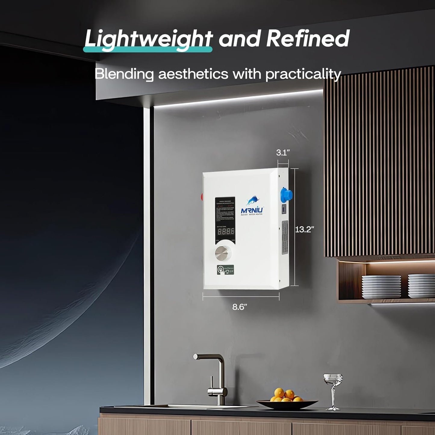 24Kw 220V Electric Tankless Water Heater, LED Temperature Display, On-Demand Instant Hot Water, Space-Saving Design for Whole House Shower – Endless Hot Water Supply for Residential Use