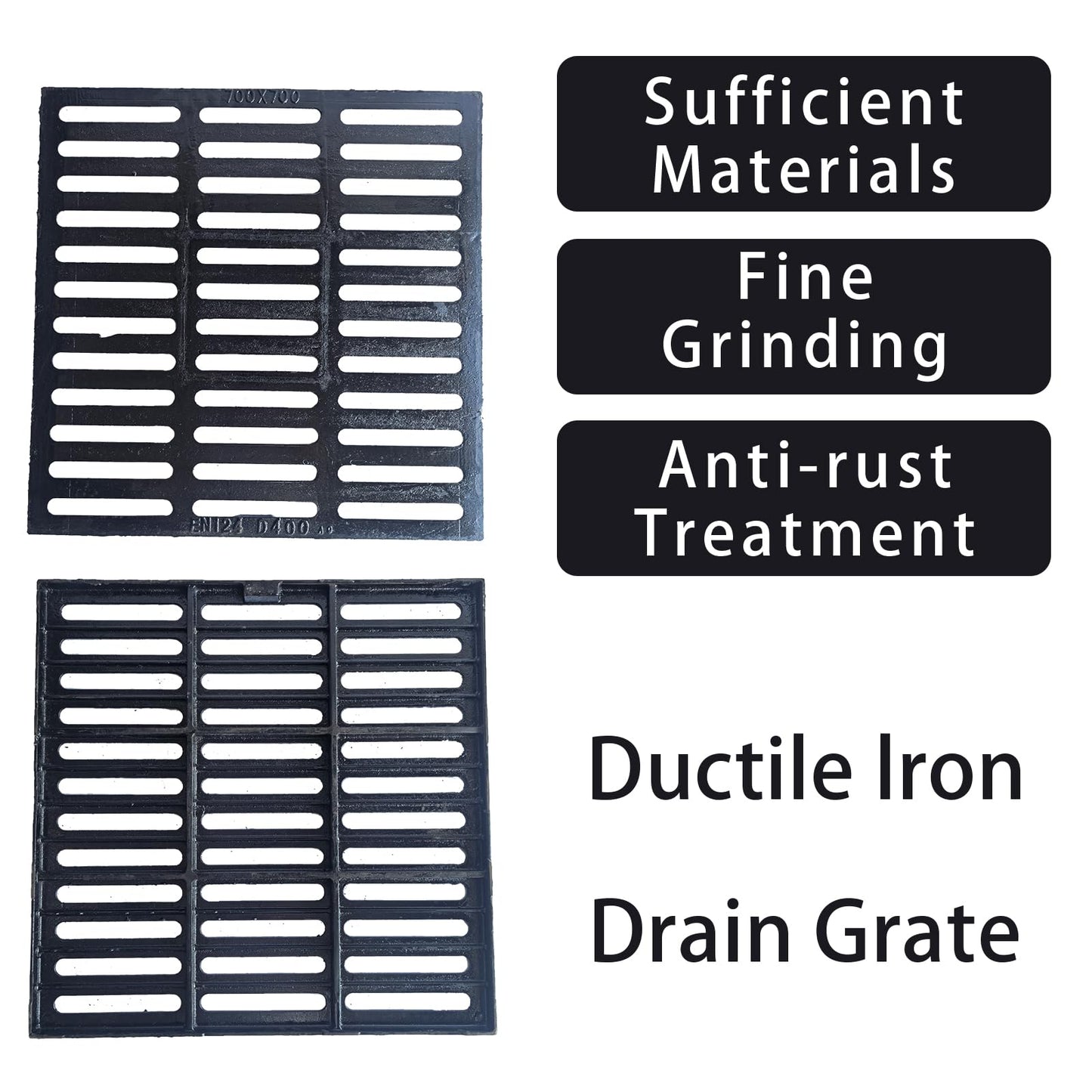 apgbwj Cast Iron Drain Grate, 28"X28" Outdoor Drain Cover,Heavy Duty Metal Sewer Drain Cover,Black Square Drain Grate for Concrete Floor (True Size 27.2”x27.2”)