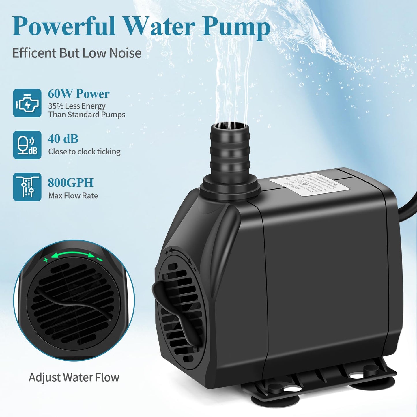 Pond Waterfall Spillway Kit with 800 GPH Pump, 5-Layer Filtration system, 9.8FT Oxford Hose, Complete Pond Kit for Outdoor Ponds, Koi Pond Waterfall Kit, Fountain Feature (12"L x 10.4"W x 12.5"H)