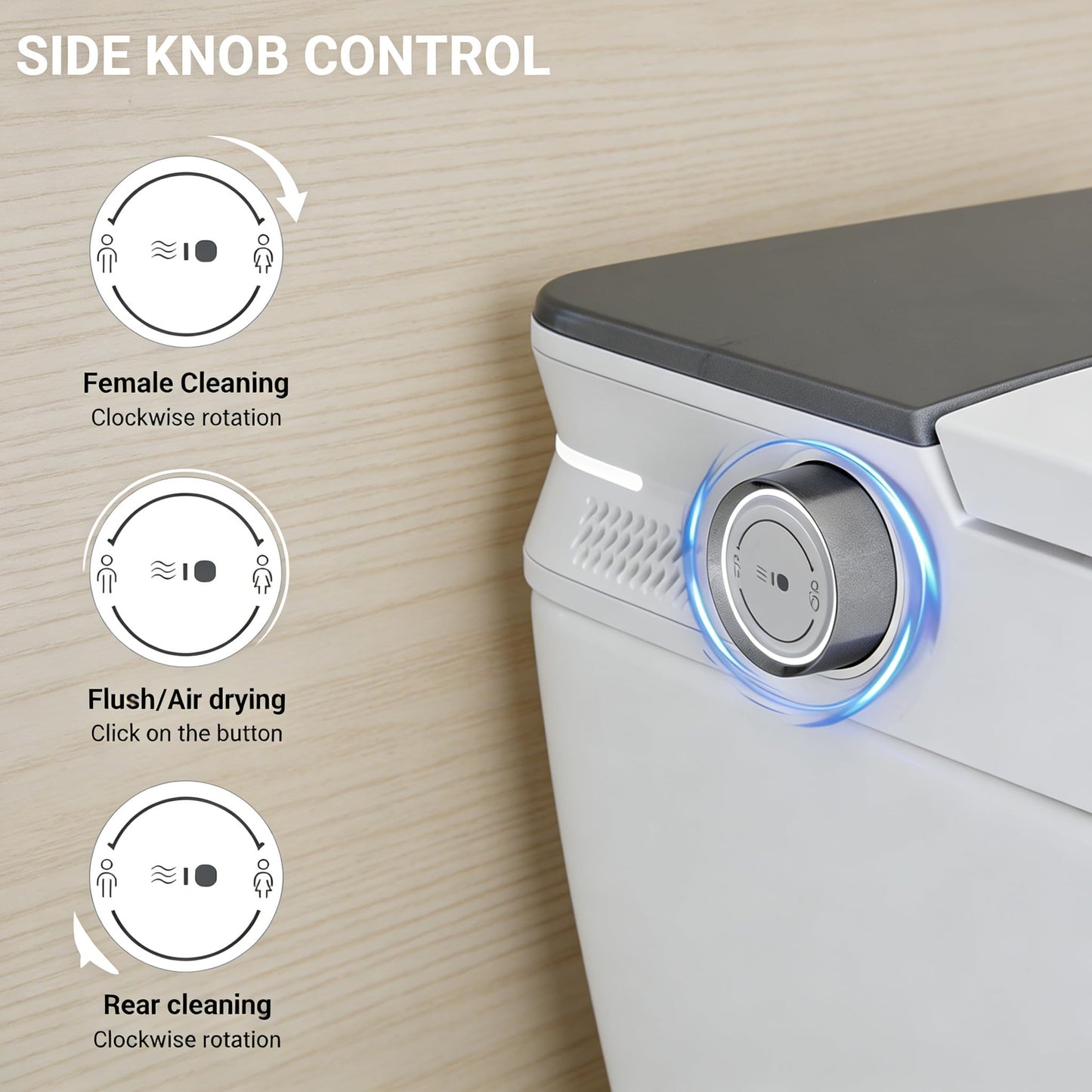 ADA Smart Toilet with Bidet, Auto Open Close Lid, Auto Flush, Heated Seat, Instant Warm Water Wash, Warm Air Dryer, Foot Sensor Flush, Low Pressure Tank Pump, Remote, Black Display
