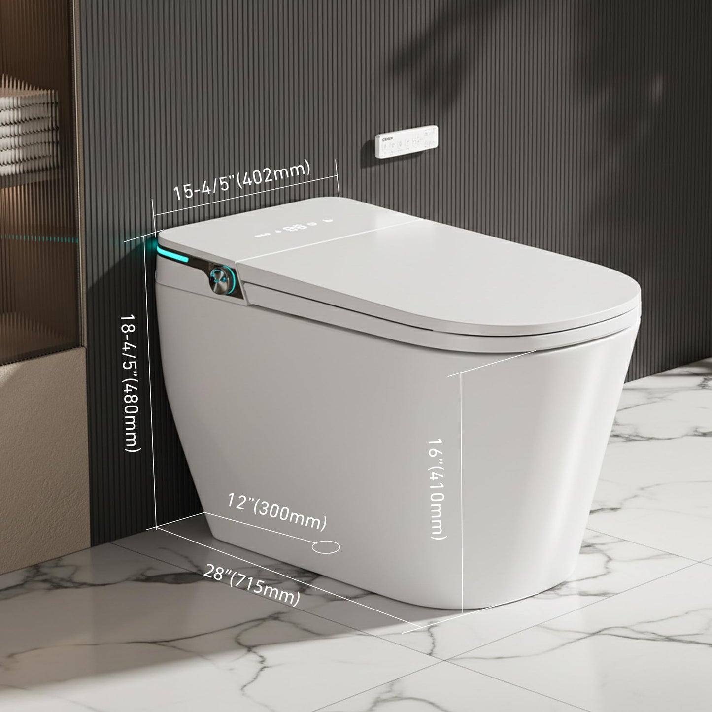 Smart Bidet Toilet with Built-In Tank, ONIRAP Luxury Smart Toilet with Heated Seat, Instant Warm Water Wash & Dryer, ADA Elongated Toilet for Bathroom
