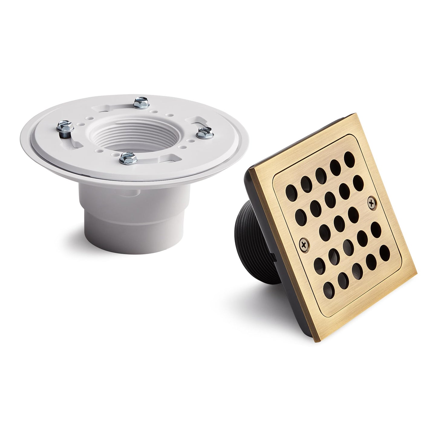 Signature Hardware 948036 FundamentALL 4-1/2" Square Shower Drain - Polished Brass