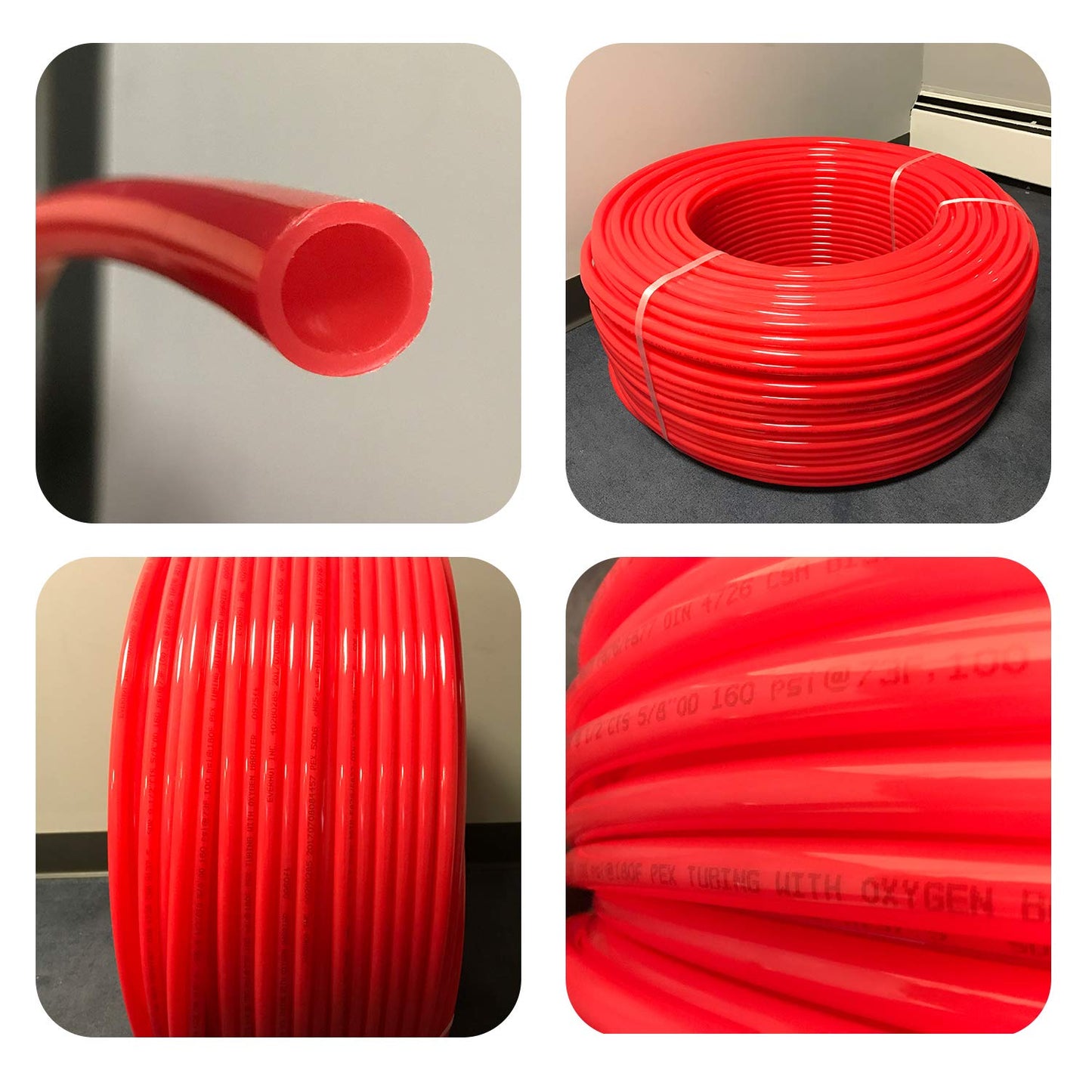 Pex-A Tubing 3/4-inch x 500 Ft, Flexible Red Tube for Potable Water, 3/4" Pex Pipe Coil