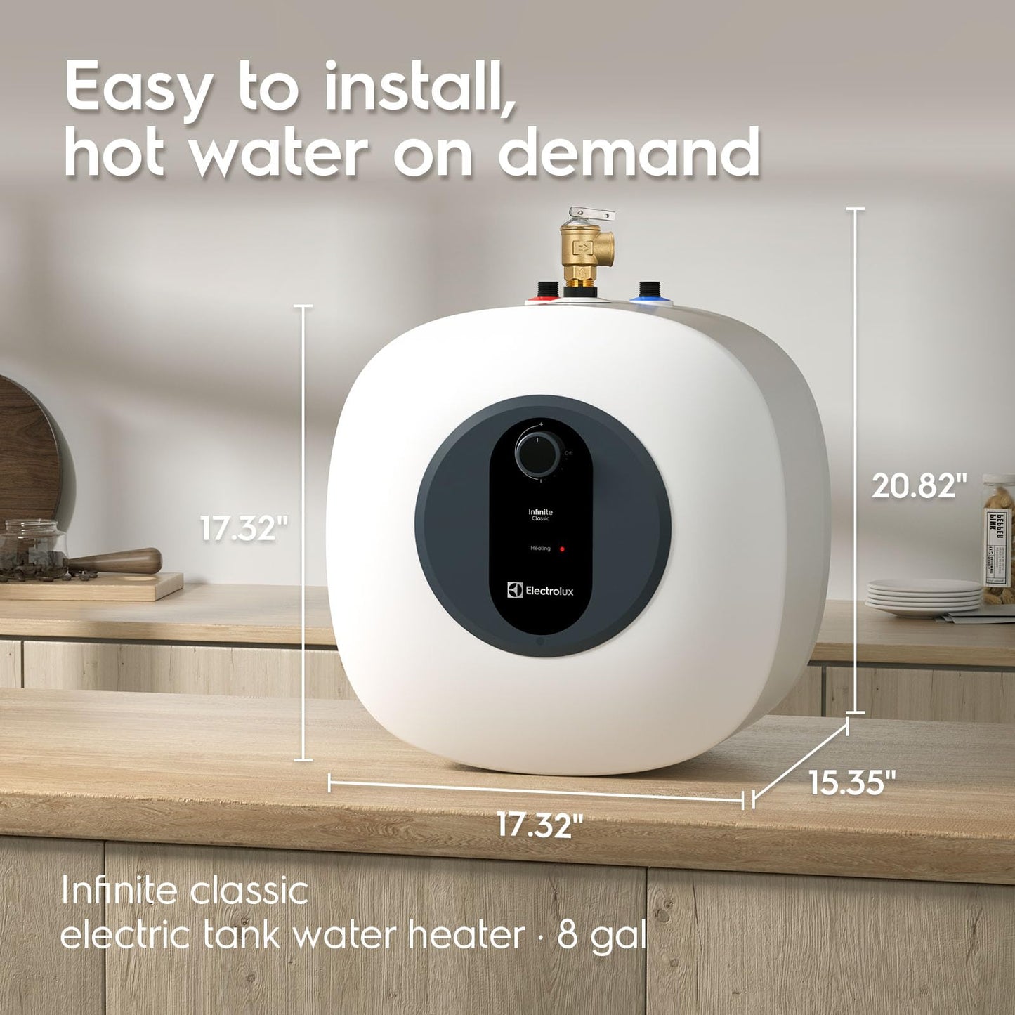 Electrolux 8 Gallon Water Heater Electric, Mini Tank Point of Use Under Sink Water Heater, 120V Plug in, 1440W Instant Hot Water for Kitchen, Laundry, RV