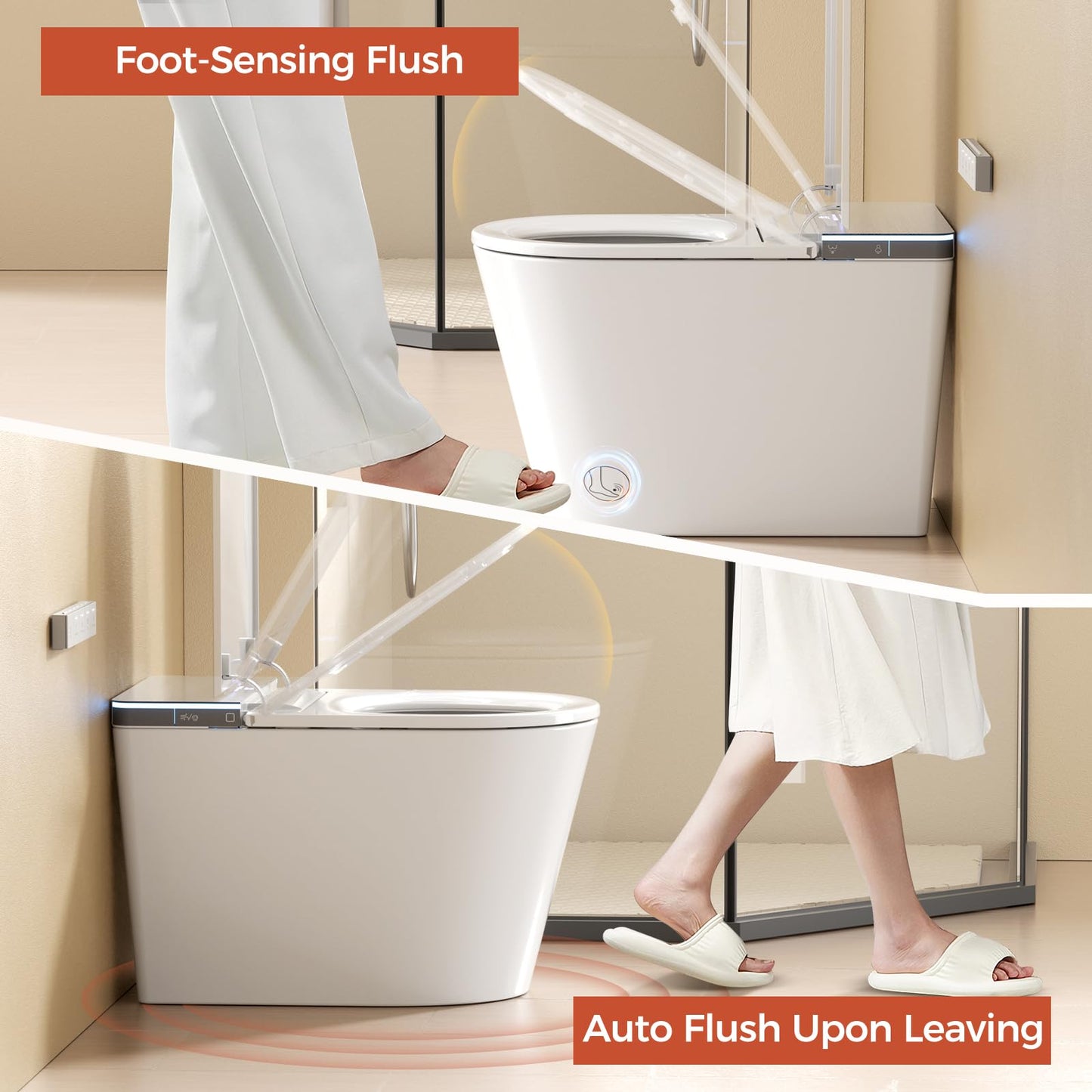 Smart Toilet with Bidet Built in, Japanese Bidet Toilet, for Bathroom, Modern Elongated Toilet with Heated Toilet Seat, Bidet Warm Water, Dryer, Auto Open/Close Lid, Automatic Toilet Flushing