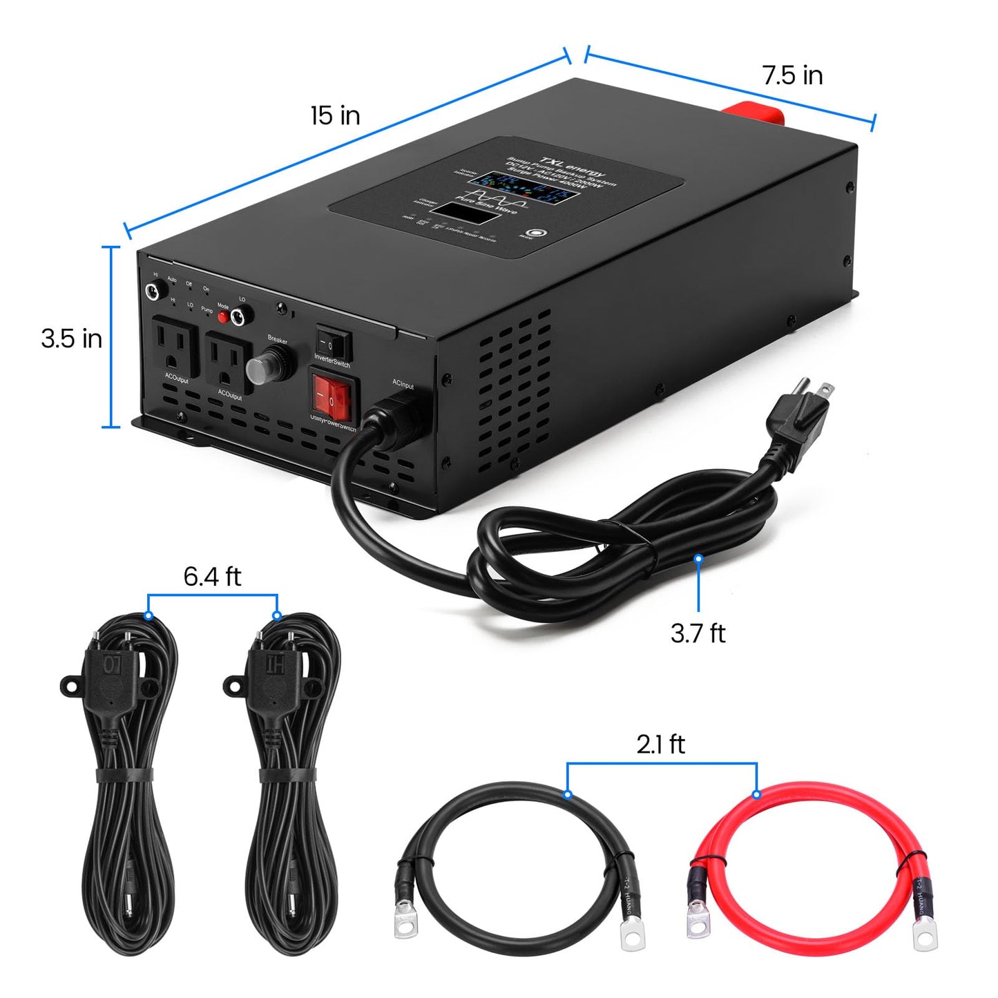 TXL 2000W Sump Pump Backup System with Sump Pump Control, 36A Surge Support, Pure Sine Wave Inverter, Ensures Reliable Pump Operation During Power Outages, Battery Not Included