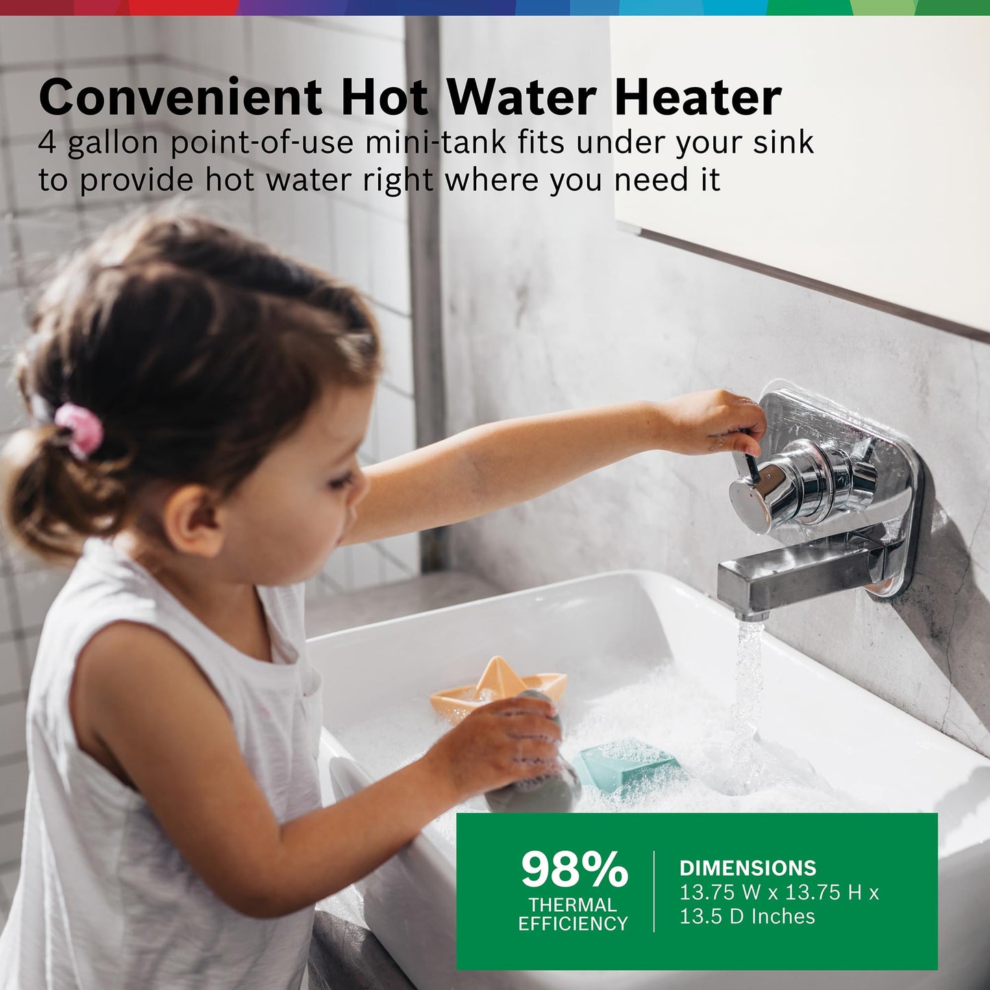 BOSCH Electric Mini-Tank Water Heater Tronic 3000 T 4-Gallon (ES4) - Eliminate Time for Hot Water - Shelf, Wall or Floor Mounted