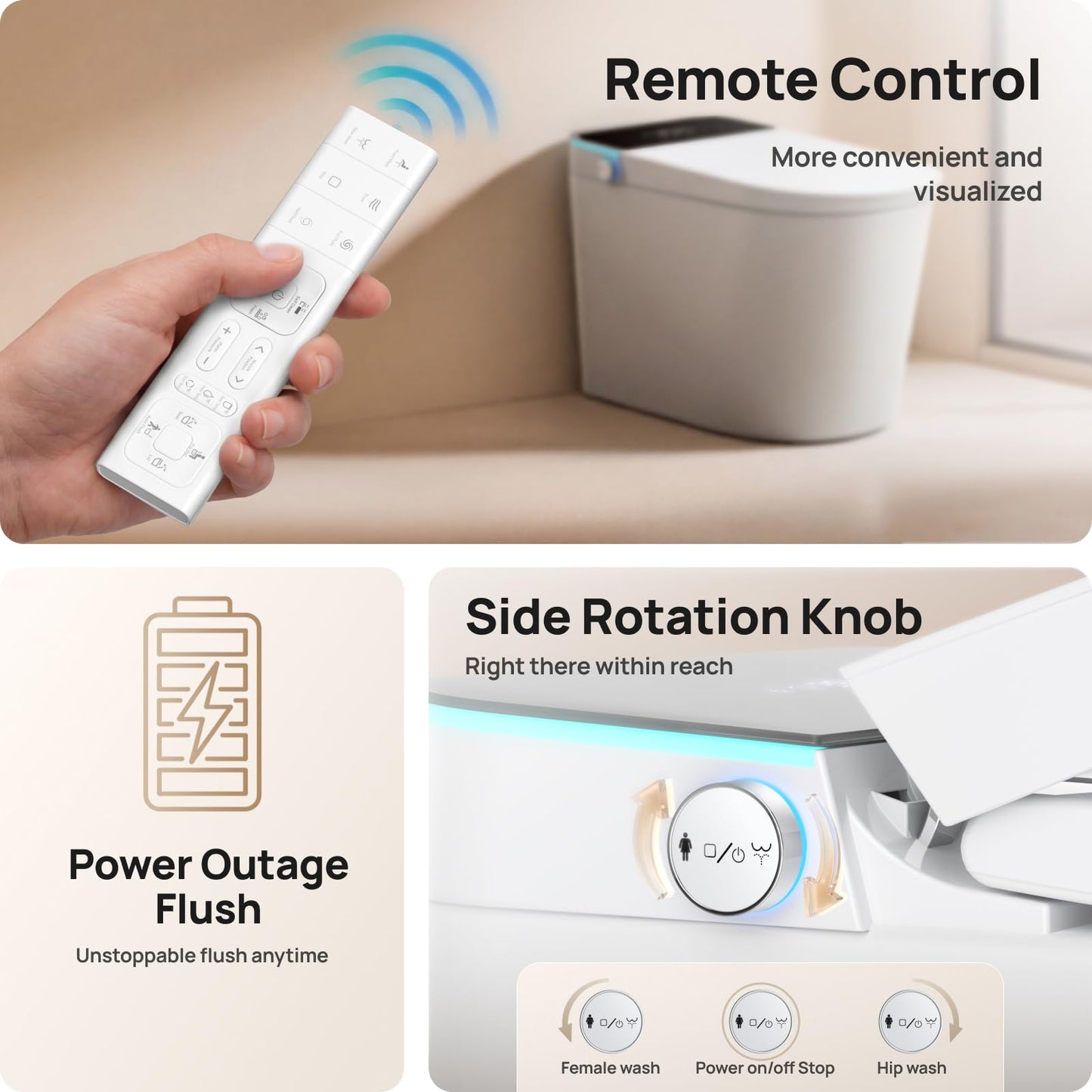 Smart Toilet with Bidet Built-in: Gentle Wash Bidet Toilet with Dryer, Dual Flush One Piece Toilet with Child Mode, Foam Shield, Heated Seat, Foot Sensor, UV-C Night Light, Pre-wet, Auto Lid/Seat