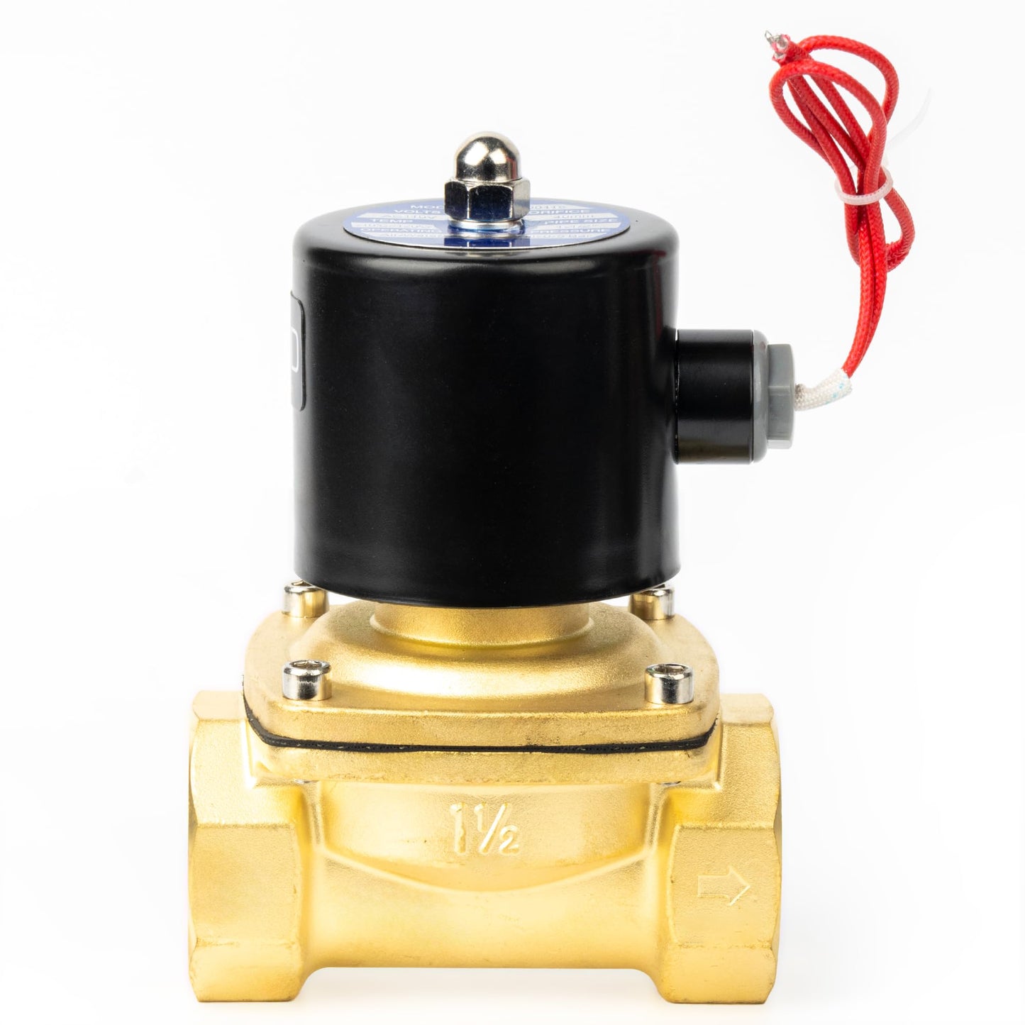 U.S. Solid 1-1/2" Solenoid Valve - 110V AC Brass Electric Solenoid Valve, Normally Closed, Viton Seal