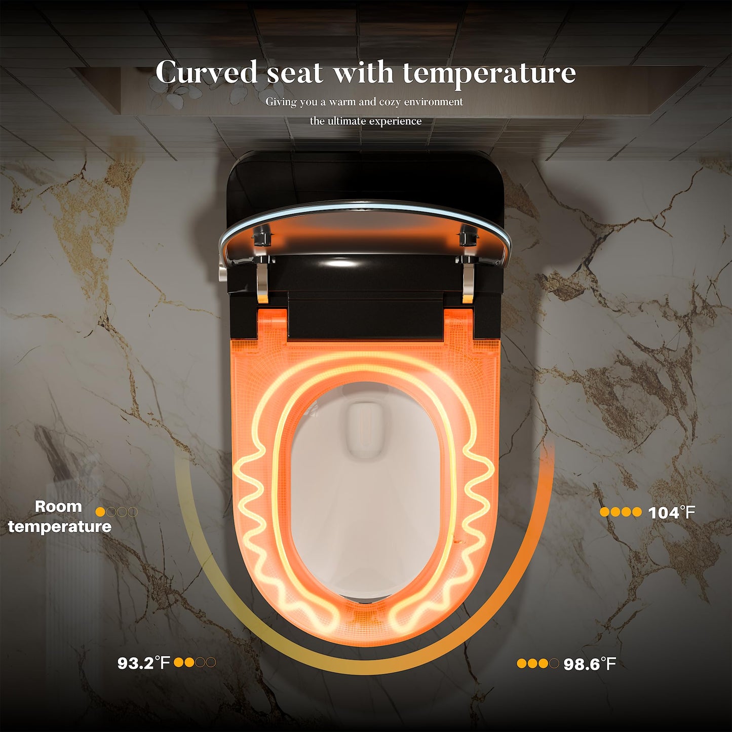 WinZo Smart toilet with bidet built in, Heated Seat,Female Cleaning, Warm Water & Dry Function, Modern Tankless Toilets, ADA Comfort Height Toilet, LED Display, Foot Sensor, 1.28GPF, 1000g MAP Flush