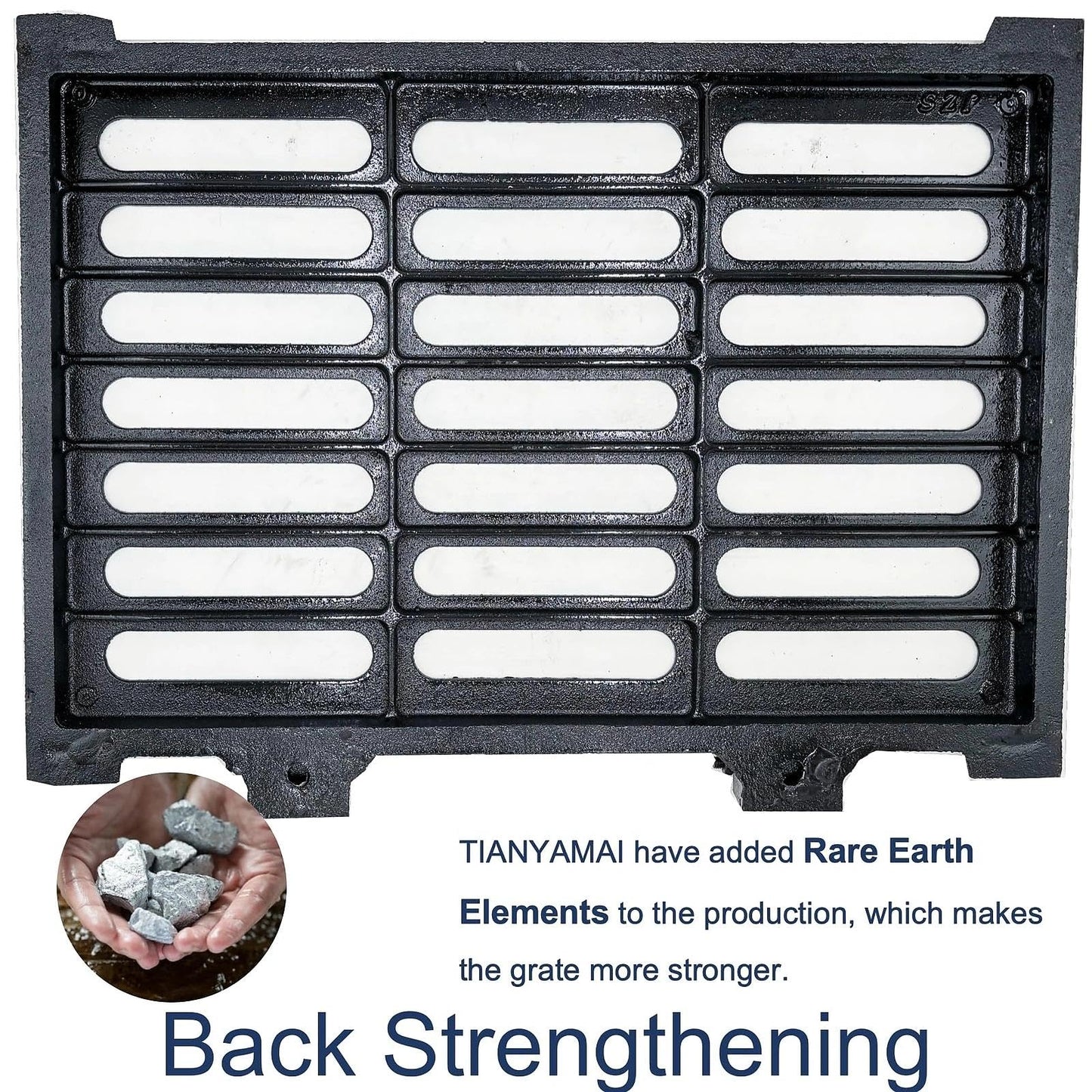 TIANYAMAI Cast Iron Drain Grate and Frame 24x16 in, B-Class 28100 lbs Heavy-Duty Driveway Channel Cover, Outdoor Trench Drainage Grate with Base, Rectangle Metal Sewer Cover (IL23.6 x IW15.7)