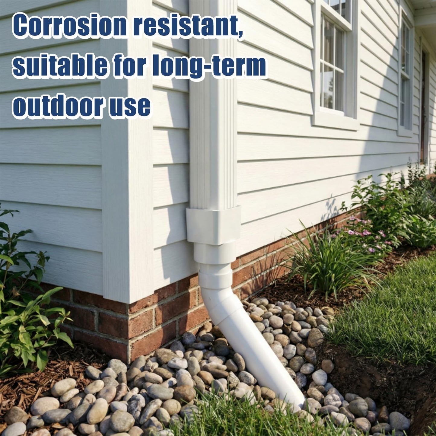 Sosation 8 Pcs 2"x3"x4" PVC Offset Downspout Drainage Adapter, Connects 2" X3" Downspout to 4" Round Sewer and Drain Pipe, Hub/spigot End, Universal Design to Fit All Types of 4" Round Drain Pipe Tile