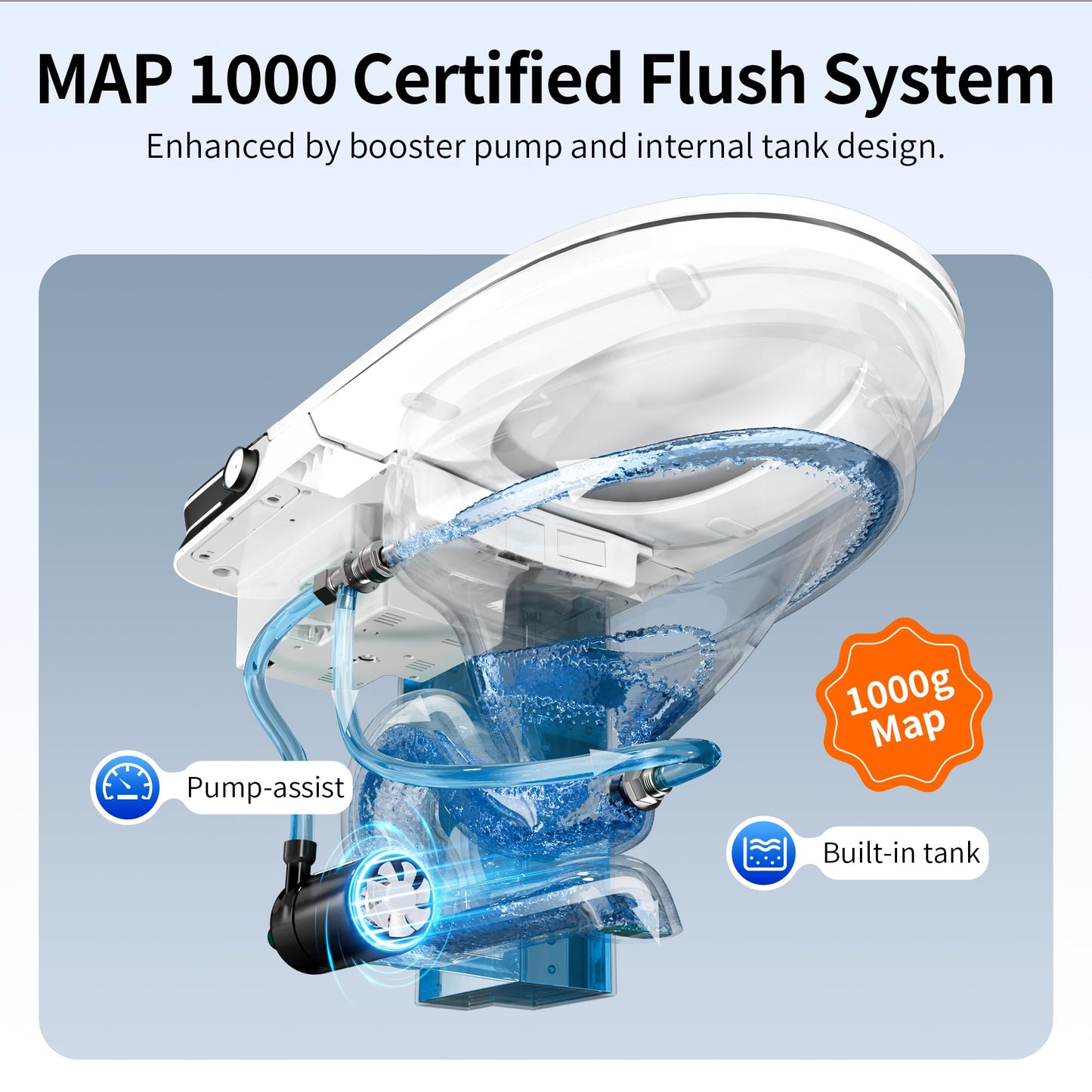 DeerValley Smart Toilet, Customizable Spa Wash, 1000g MaP Auto Flush, Pump Assisted, Foam Shield, Heated Seat, Instant Warm Water, Dryer, Deodorization, ADA Comfort Height for Modern Bathroom Upgrade
