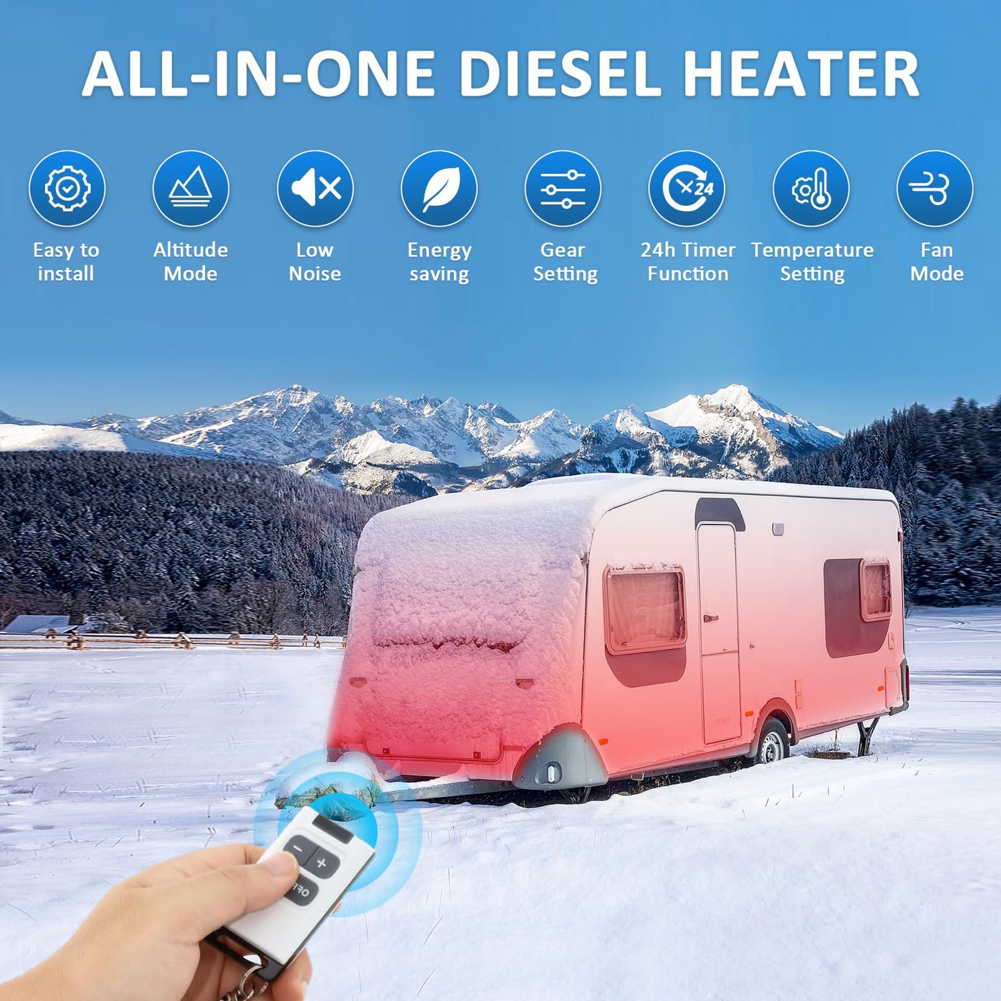 8500W Diesel Heater, 110V/24V/12V Ultra Parking Heater with Remote Control and LCD Display, 2025 Upgraded All-in-One Instant Heat Low Noise for RV Truck Boat Bus Home Shop (110V/24V/12V Heater)